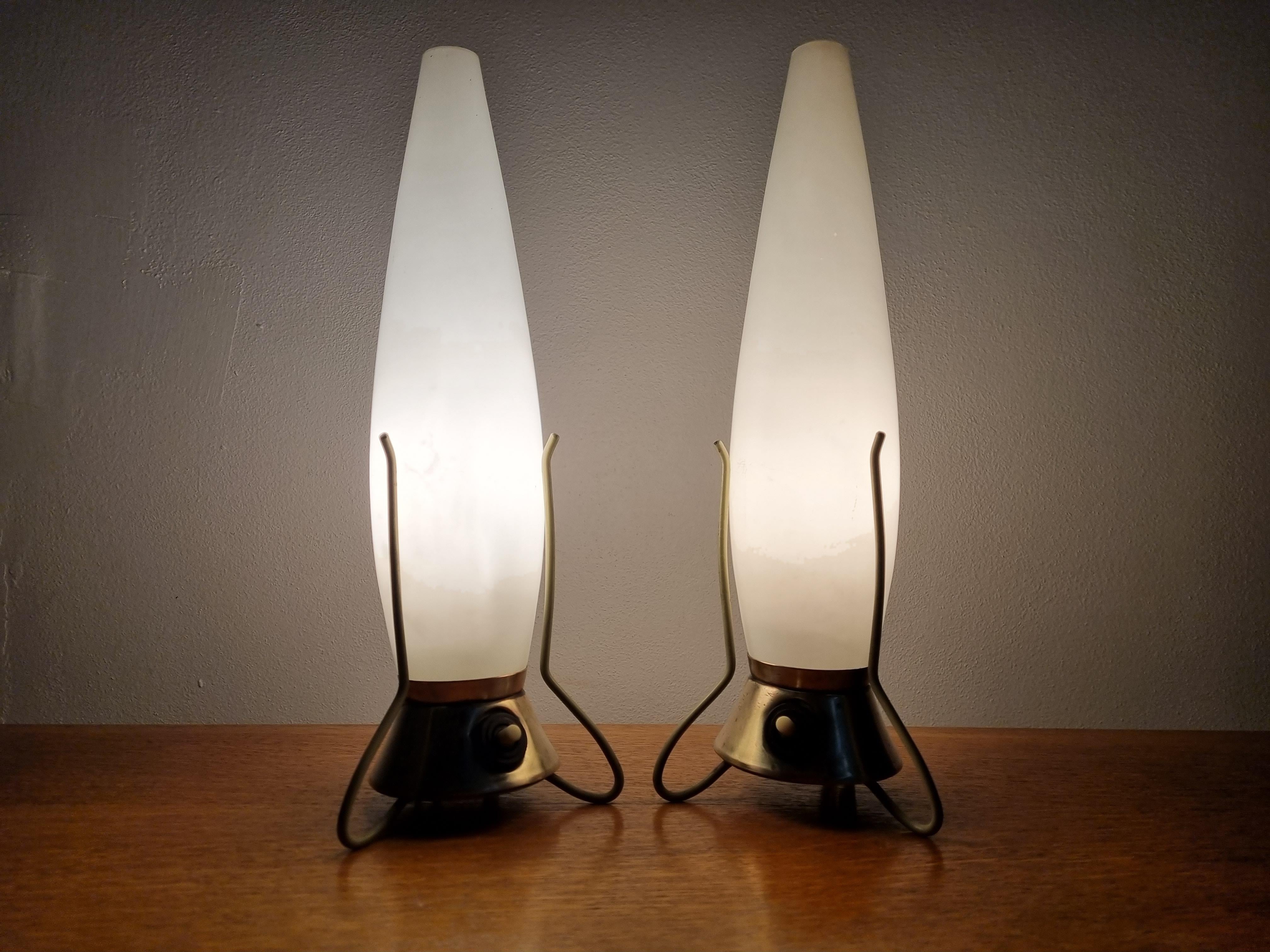 Pair of Mid Century Table Lamps Zukov, Rockets, 1960s For Sale 8