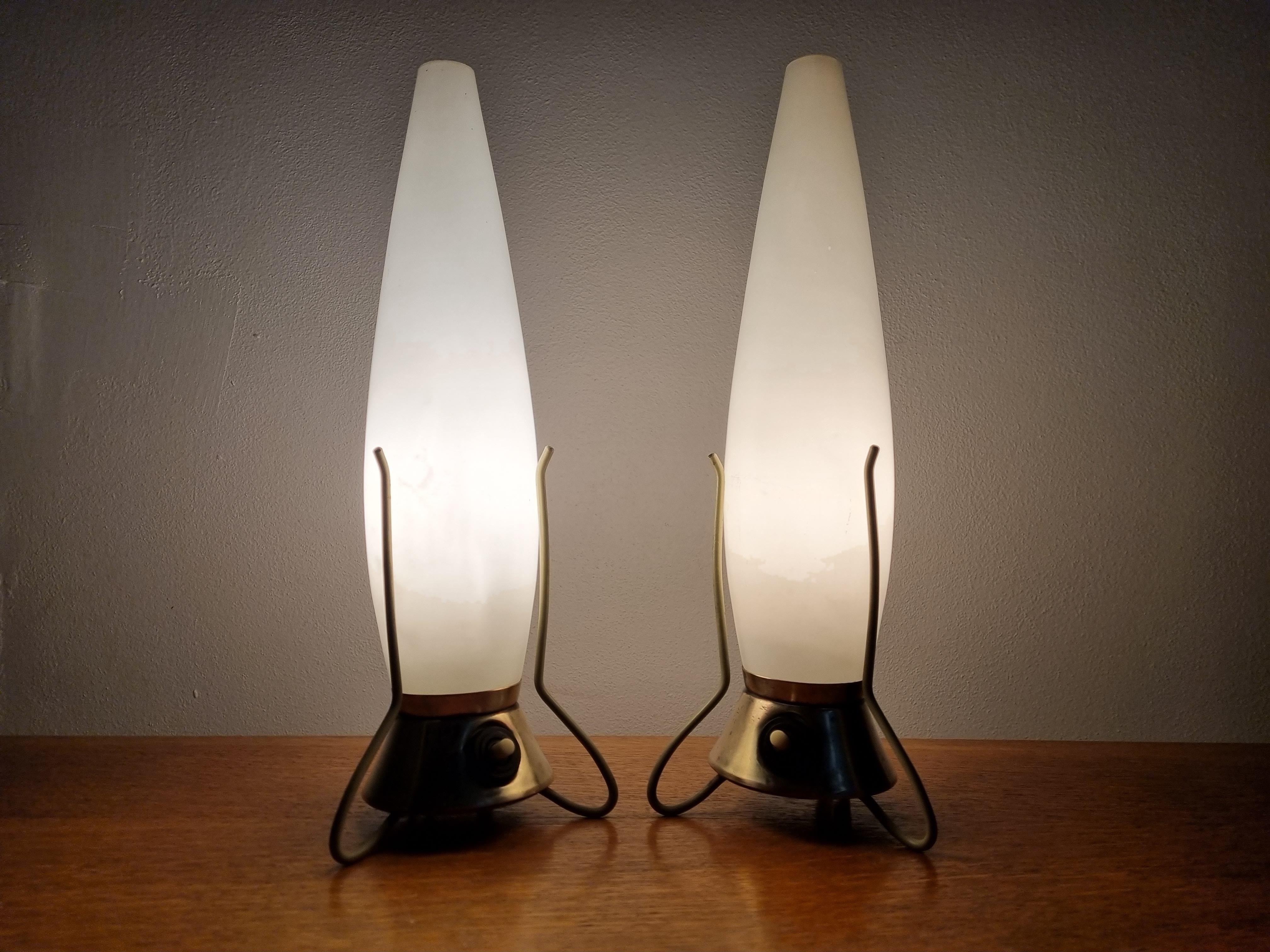 Pair of Mid Century Table Lamps Zukov, Rockets, 1960s For Sale 9