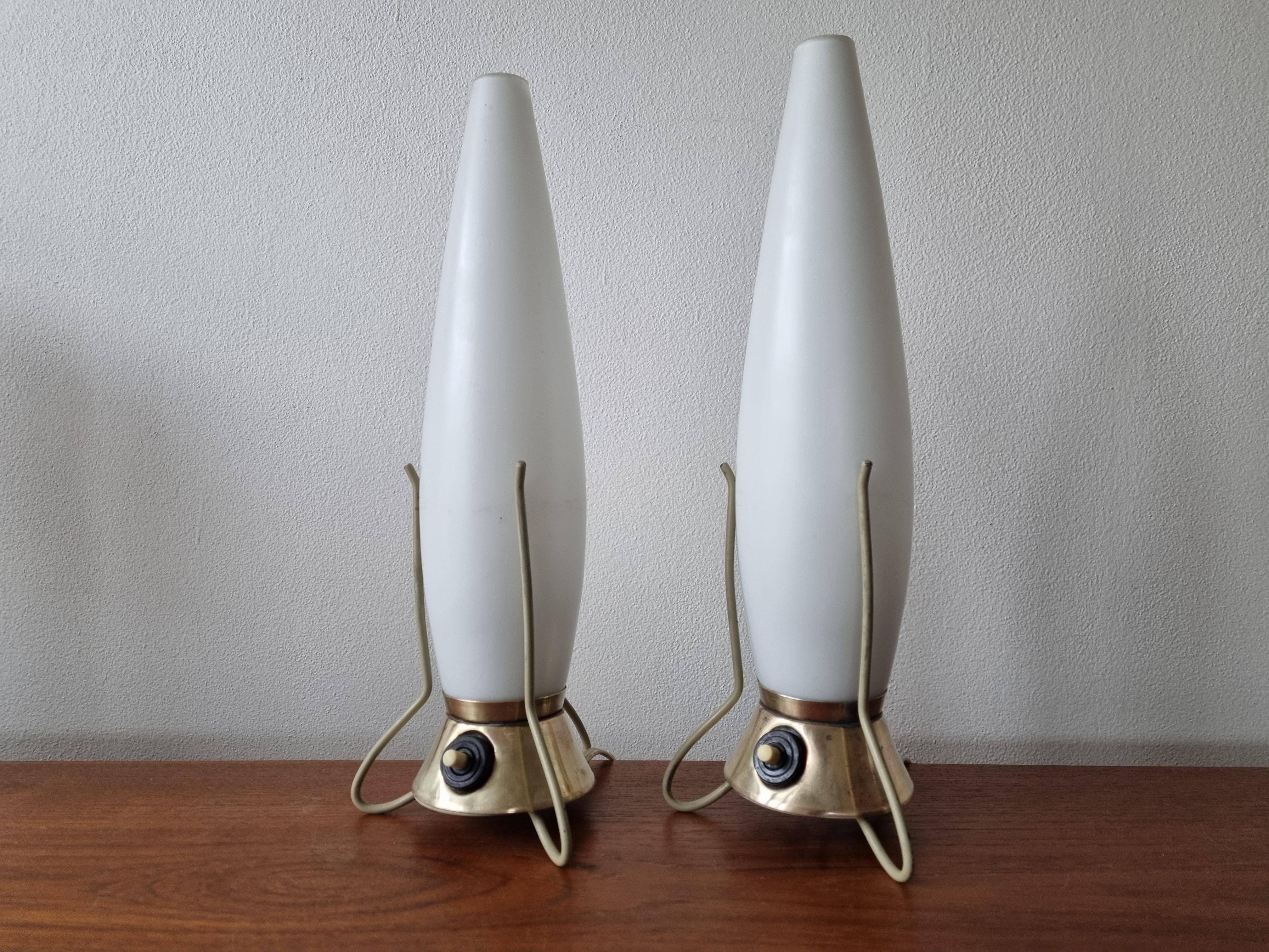 Mid-20th Century Pair of Mid Century Table Lamps Zukov, Rockets, 1960s For Sale