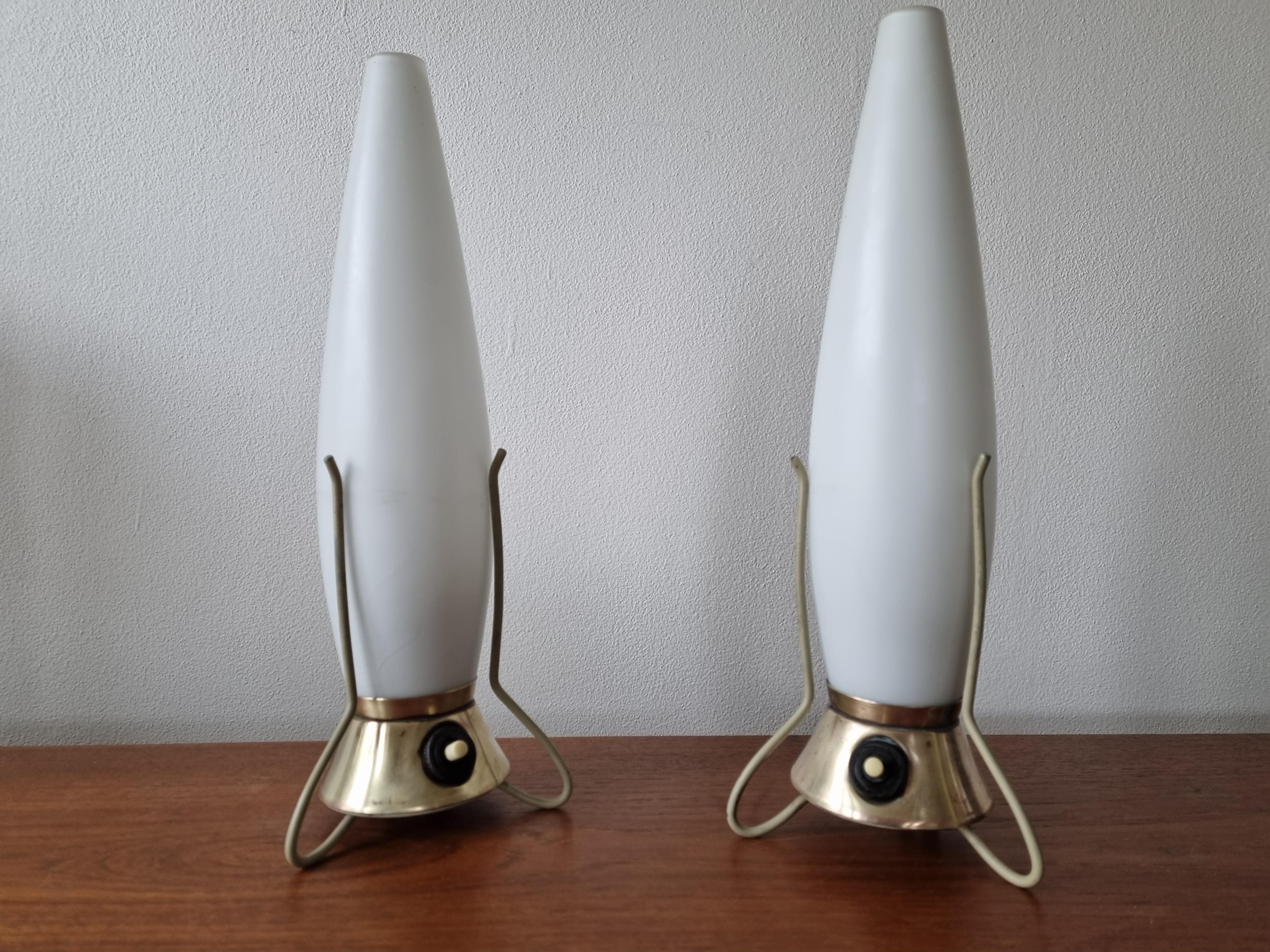 Pair of Mid Century Table Lamps Zukov, Rockets, 1960s For Sale 1
