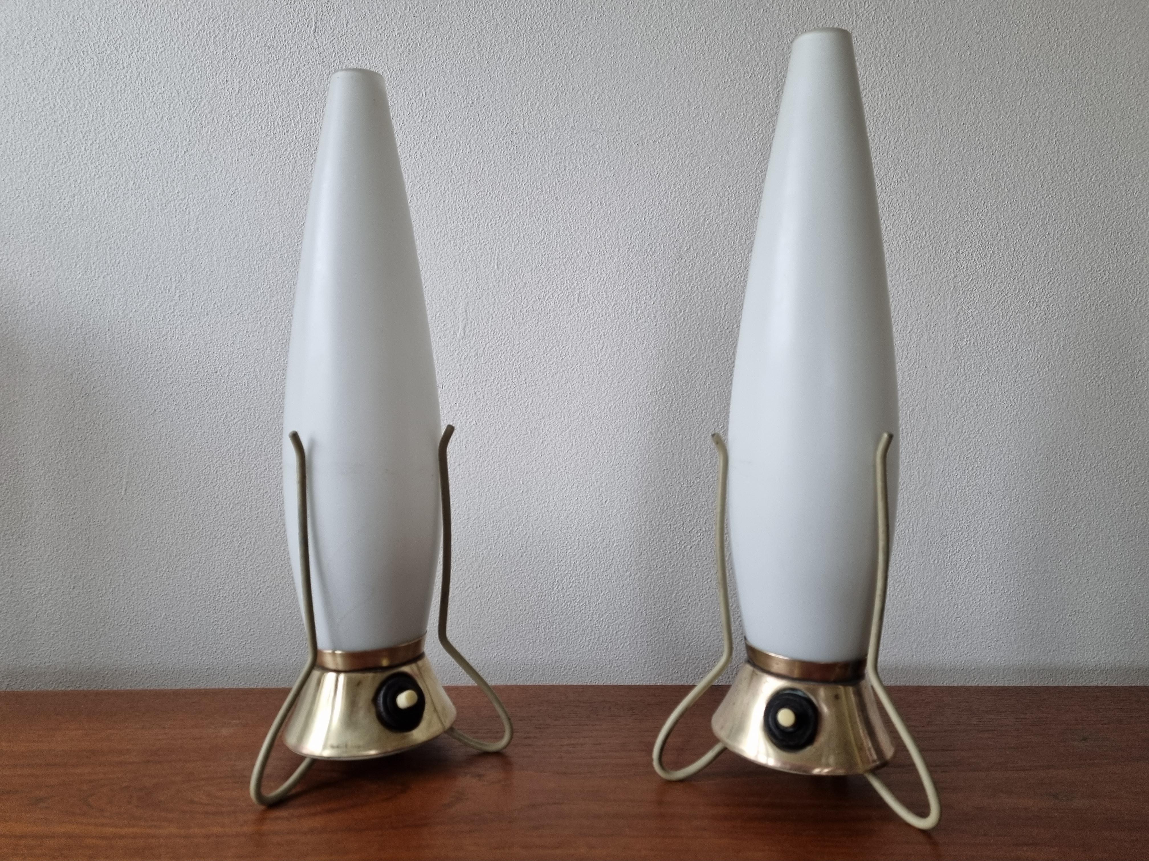 Pair of Mid Century Table Lamps Zukov, Rockets, 1960s For Sale 2
