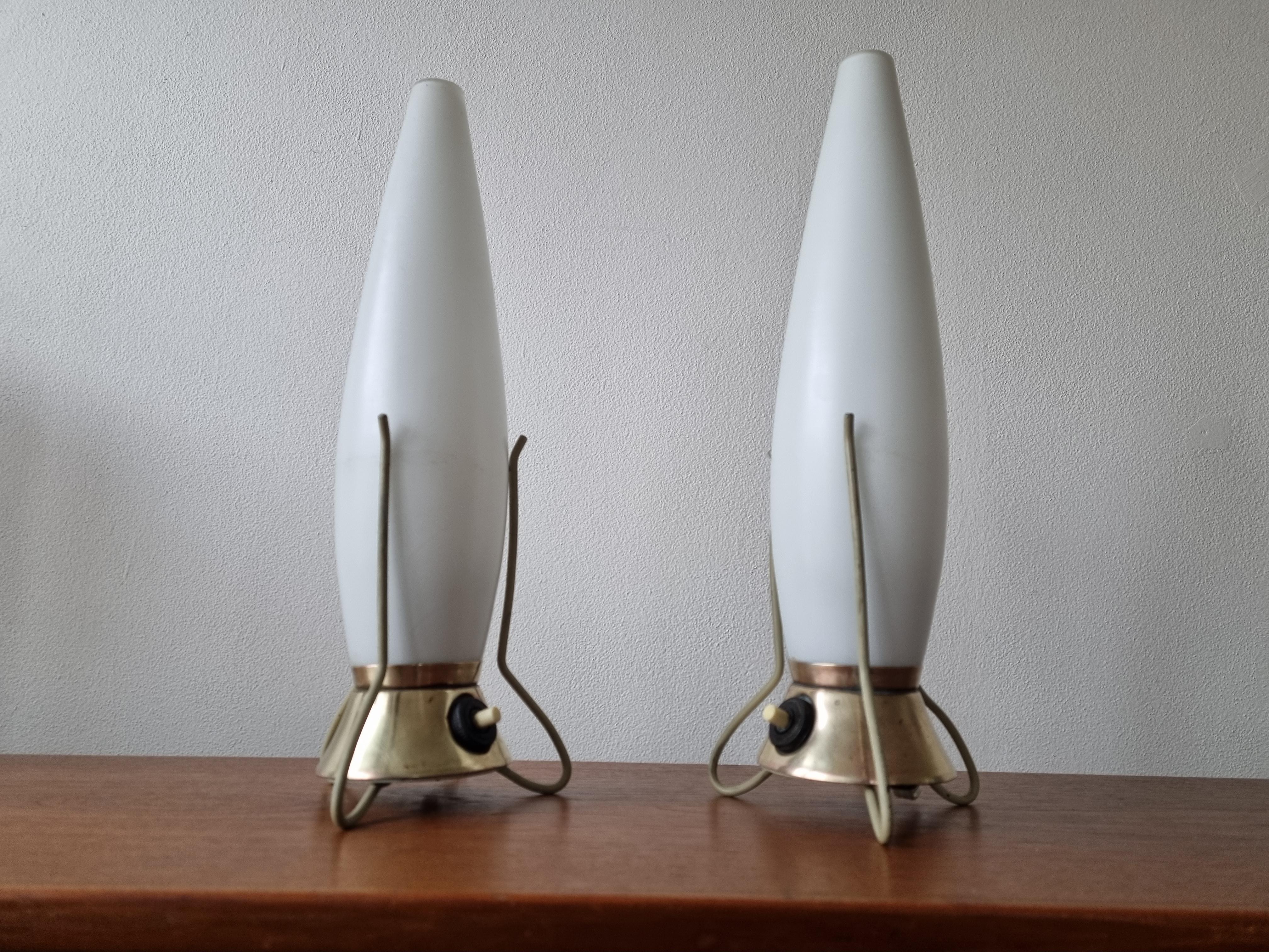 Pair of Mid Century Table Lamps Zukov, Rockets, 1960s For Sale 3