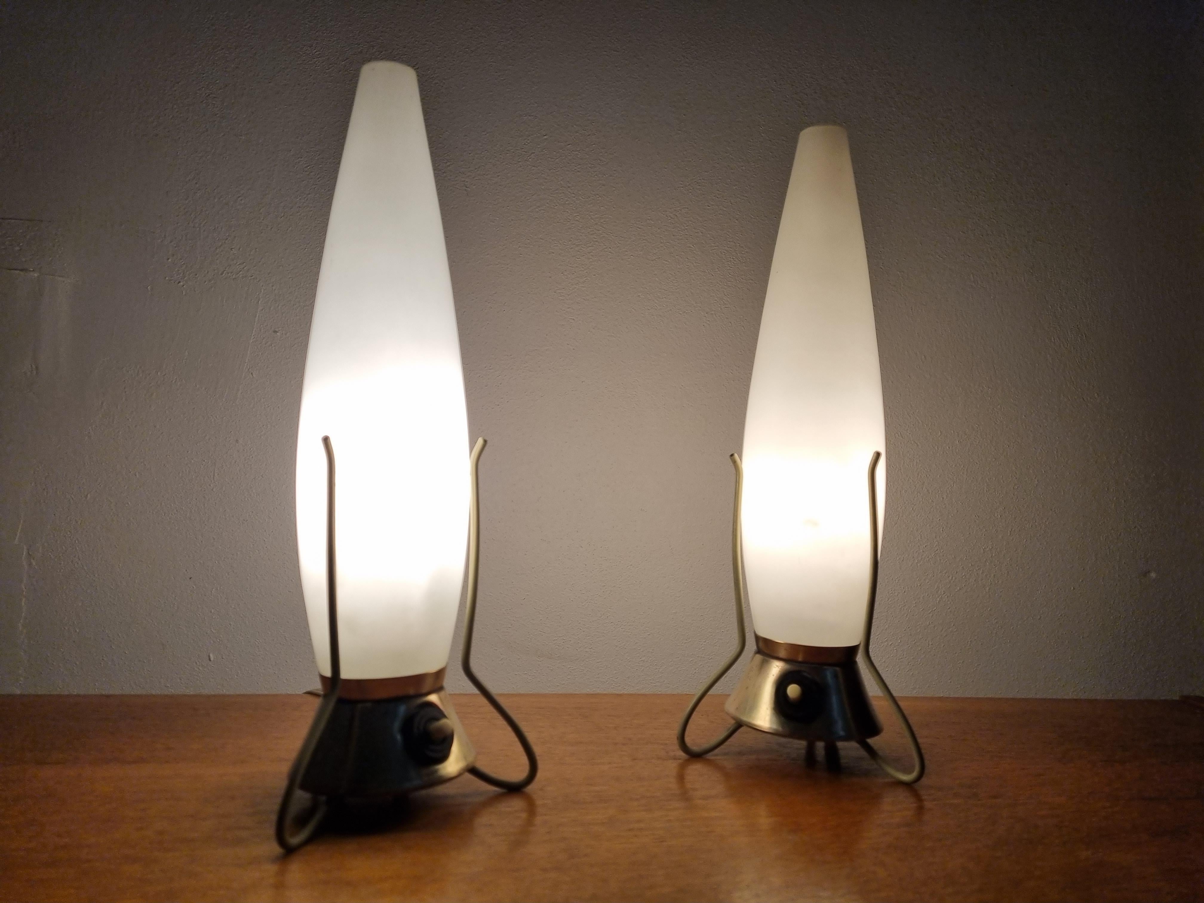 Pair of Mid Century Table Lamps Zukov, Rockets, 1960s For Sale 4