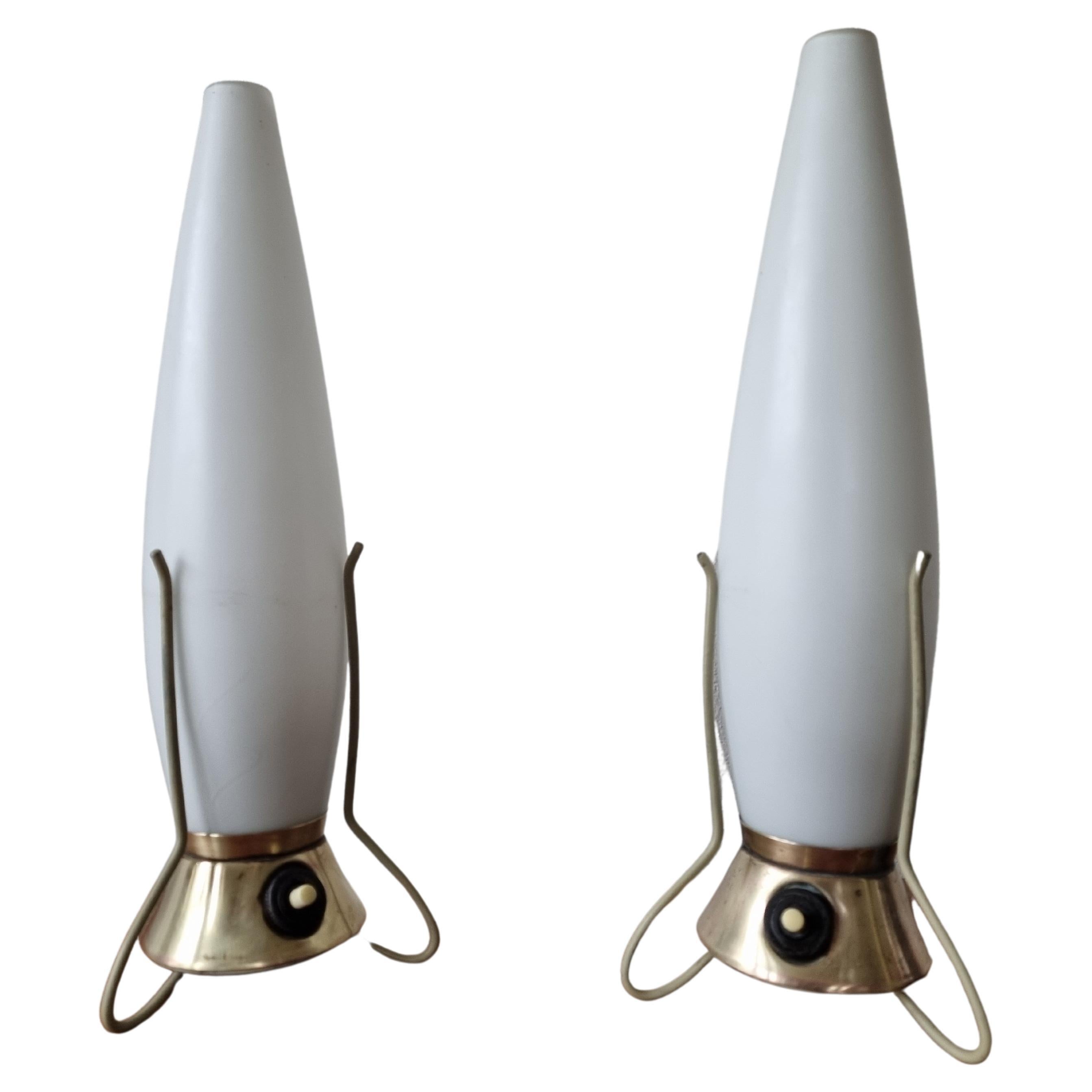 Pair of Mid Century Table Lamps Zukov, Rockets, 1960s For Sale