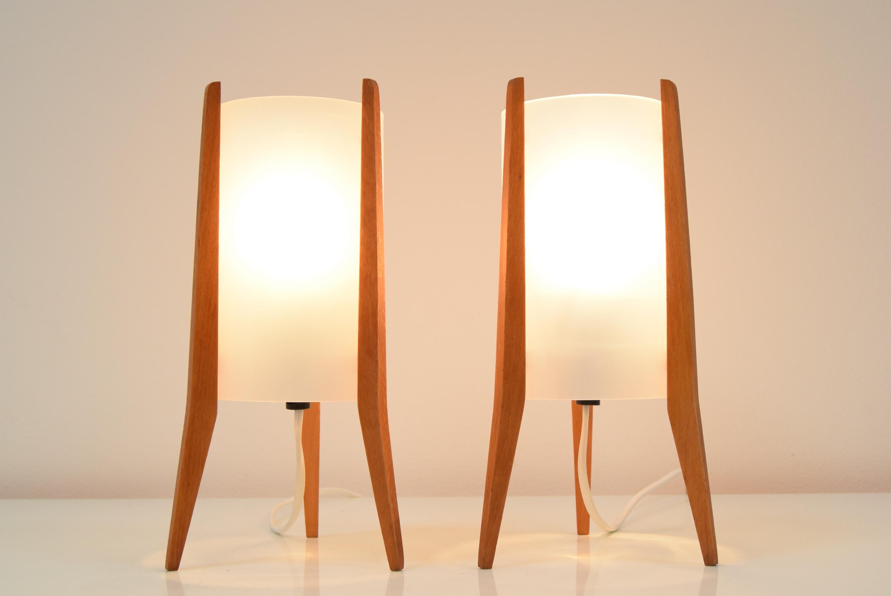 Late 20th Century Pair of Mid-century Table Lamps, Rockets, Pokrok Zilina, 1970's