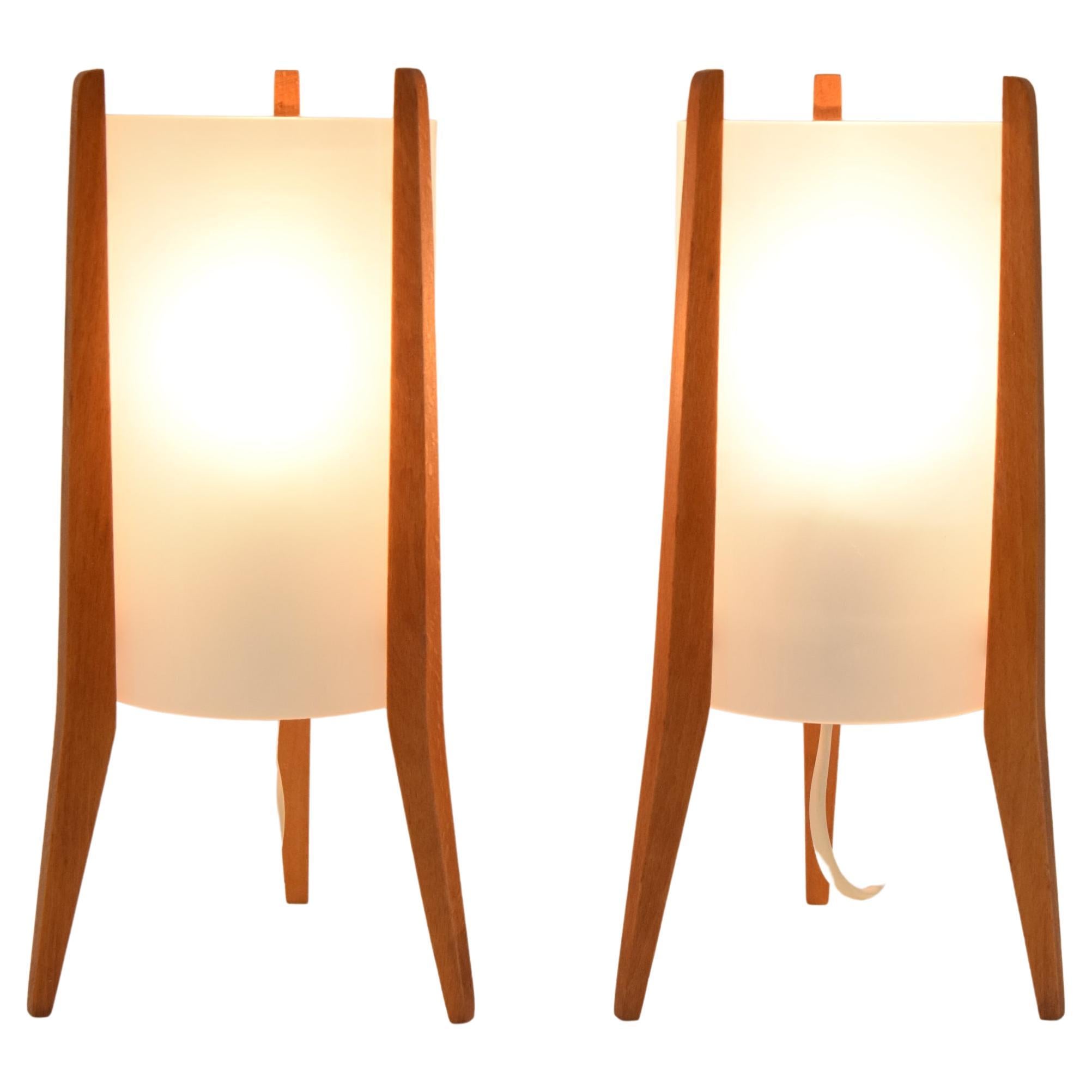Pair of Mid-century Table Lamps, Rockets, Pokrok Zilina, 1970's