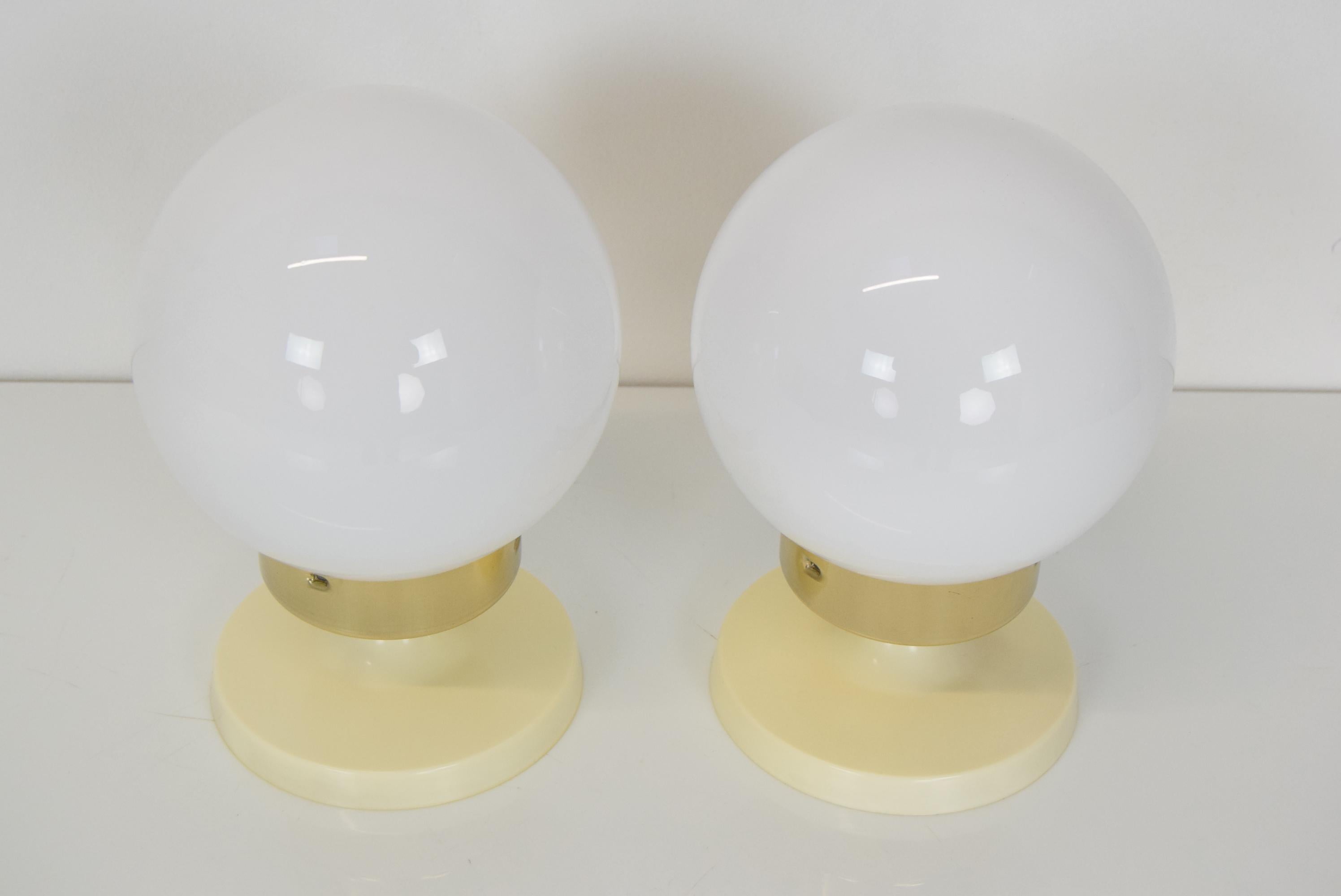 Glass Pair of mid-century Table or Wall Lamps by Instala Děčín, 1970's.  For Sale