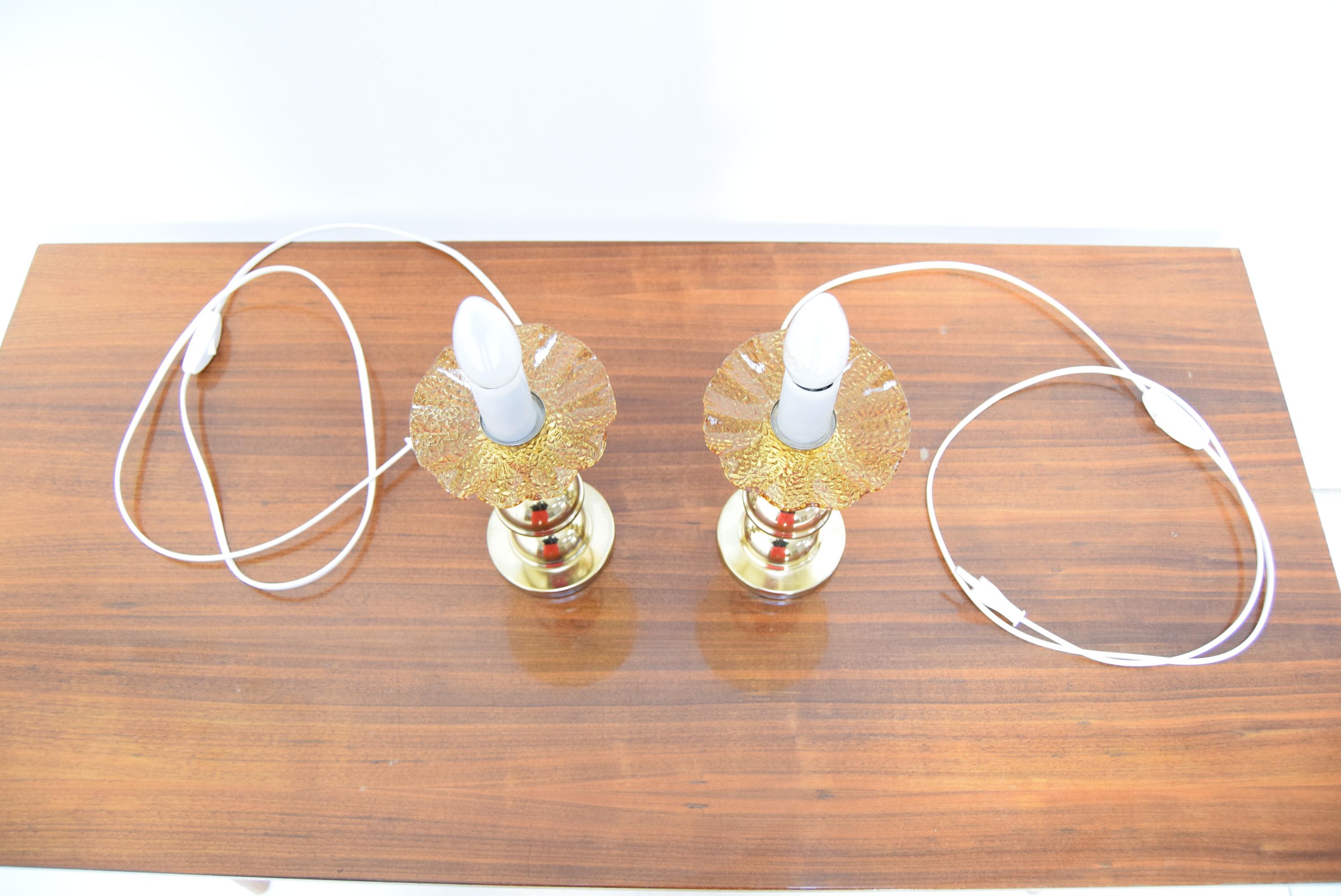 Pair of Mid-Century Table or Wall Lamps, by Kamenicky Senov, 1960’s In Good Condition For Sale In Praha, CZ