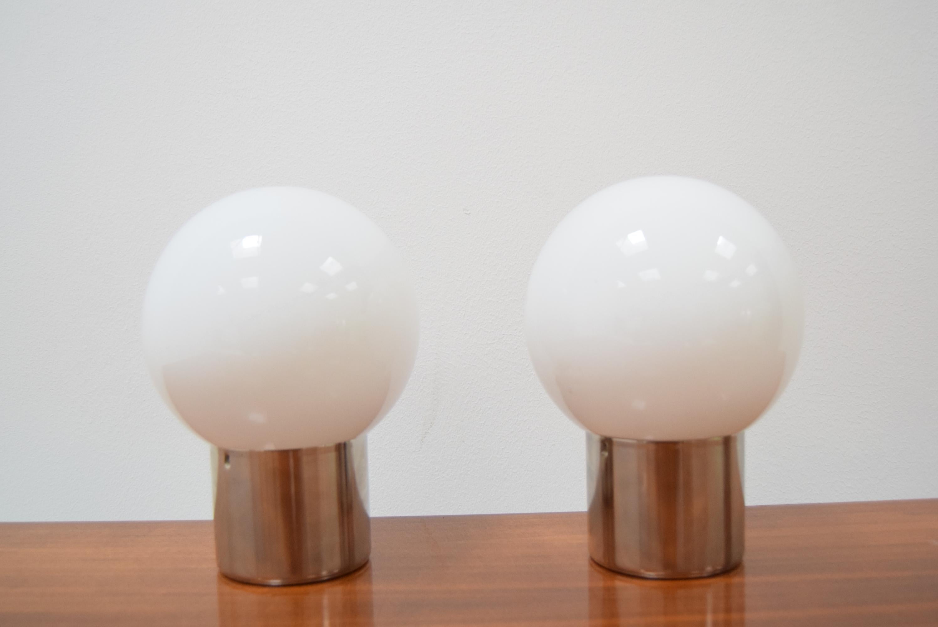 Milk Glass Pair of Mid-Century Table or Wall Lamps by Kamenicky Senov, 1960’s