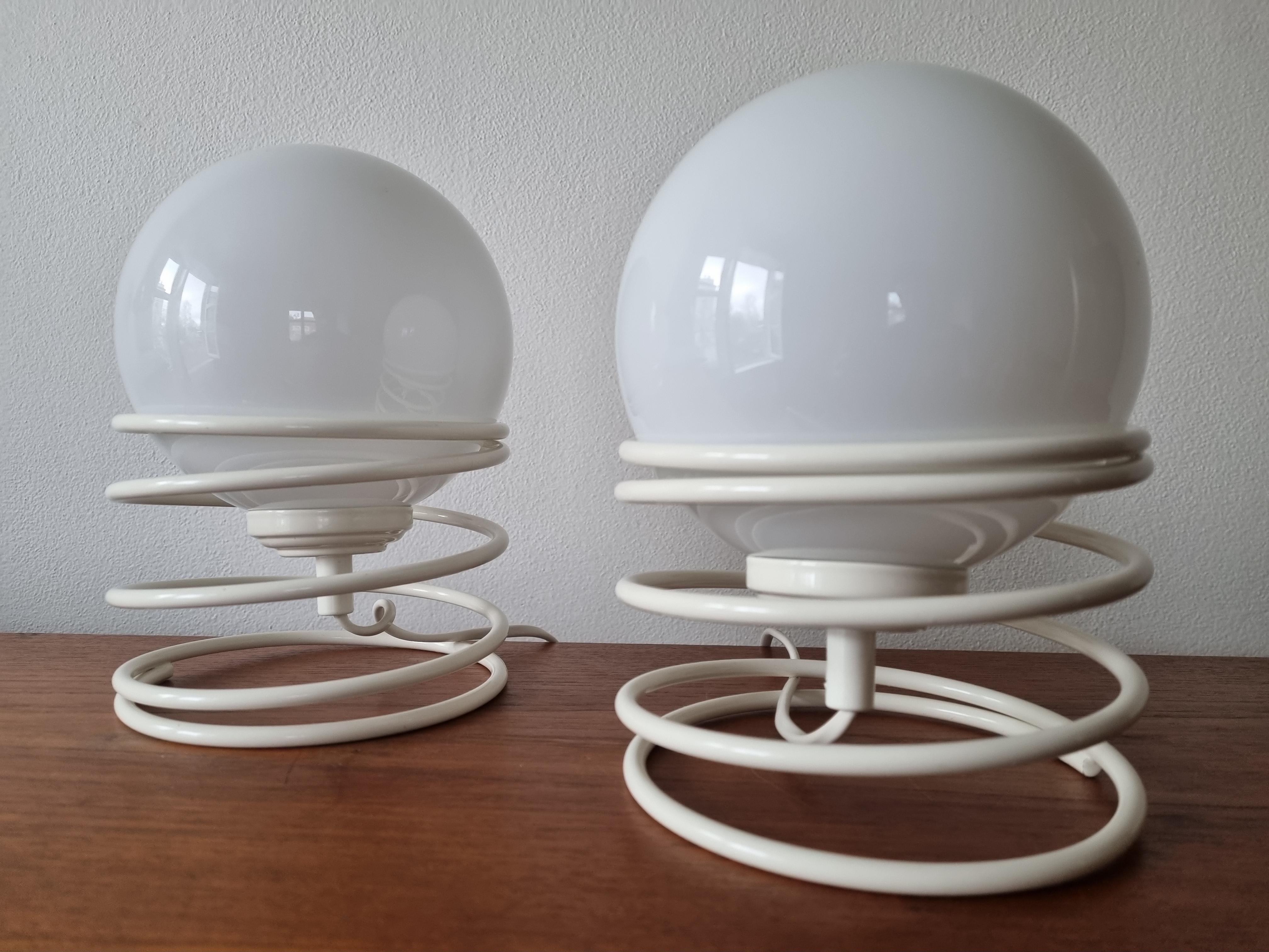 Dutch Pair of Mid Century Table Spiral Lamps Woja, 1970s For Sale