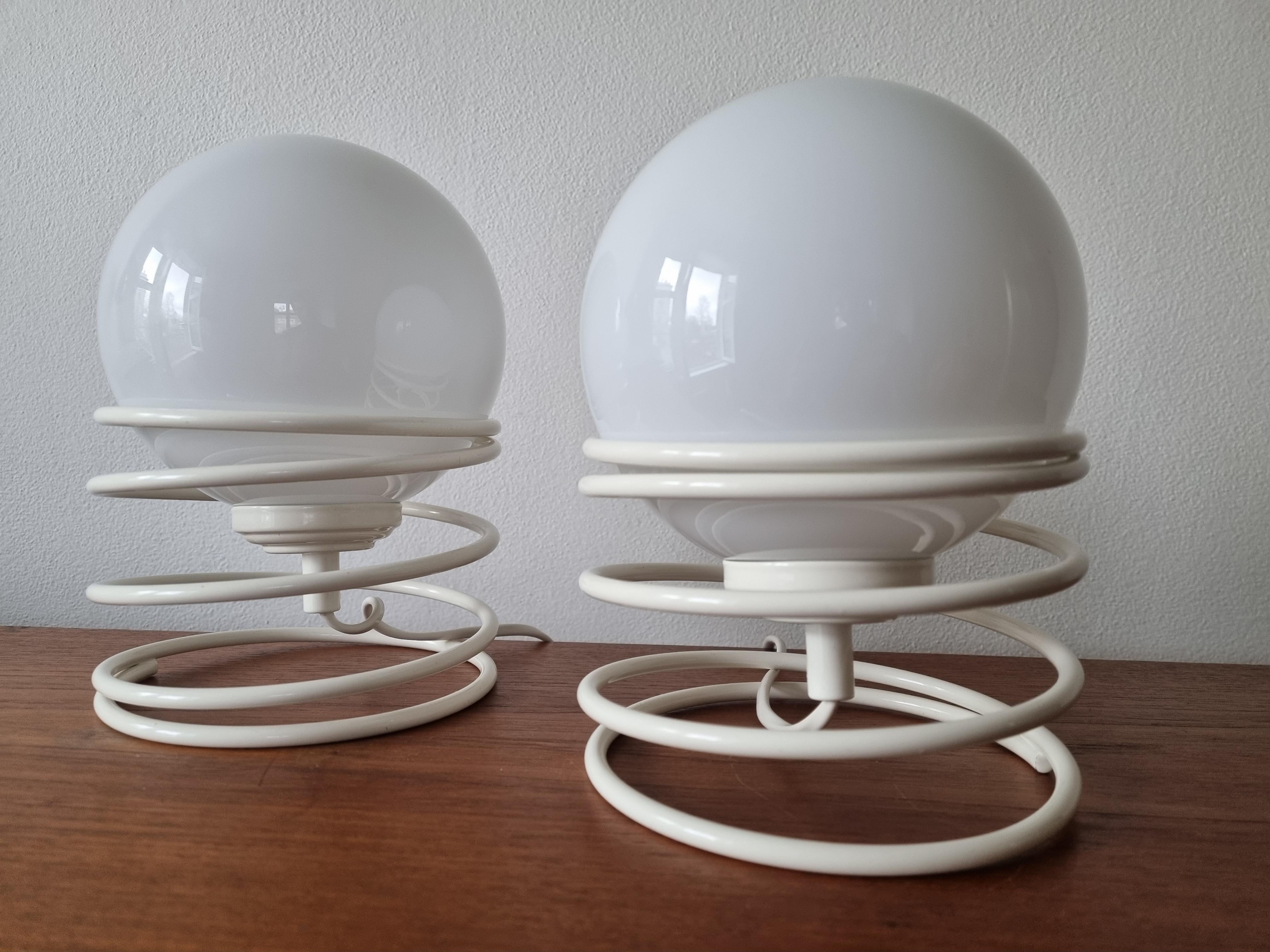 Lacquered Pair of Mid Century Table Spiral Lamps Woja, 1970s For Sale