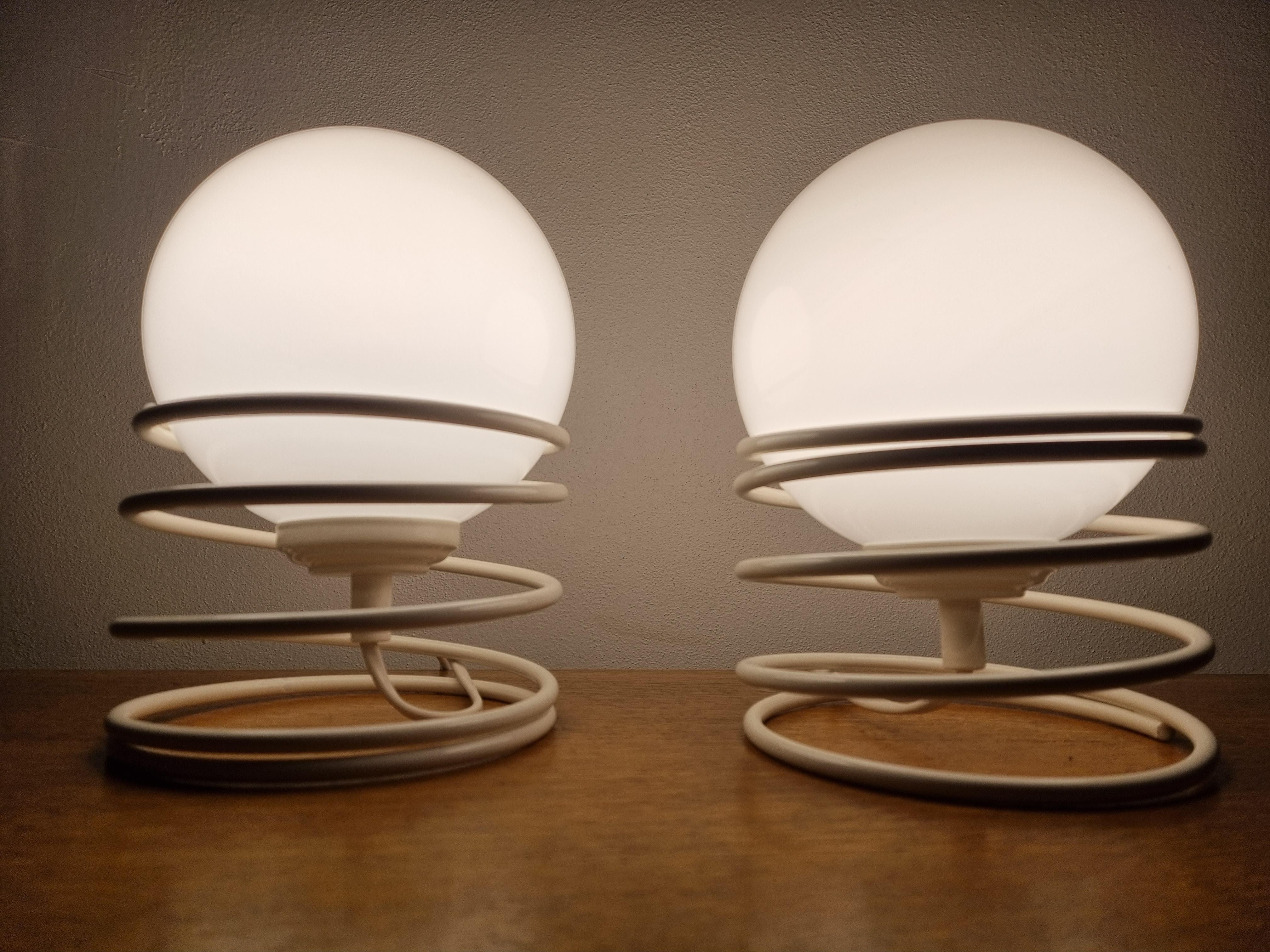 Late 20th Century Pair of Mid Century Table Spiral Lamps Woja, 1970s For Sale