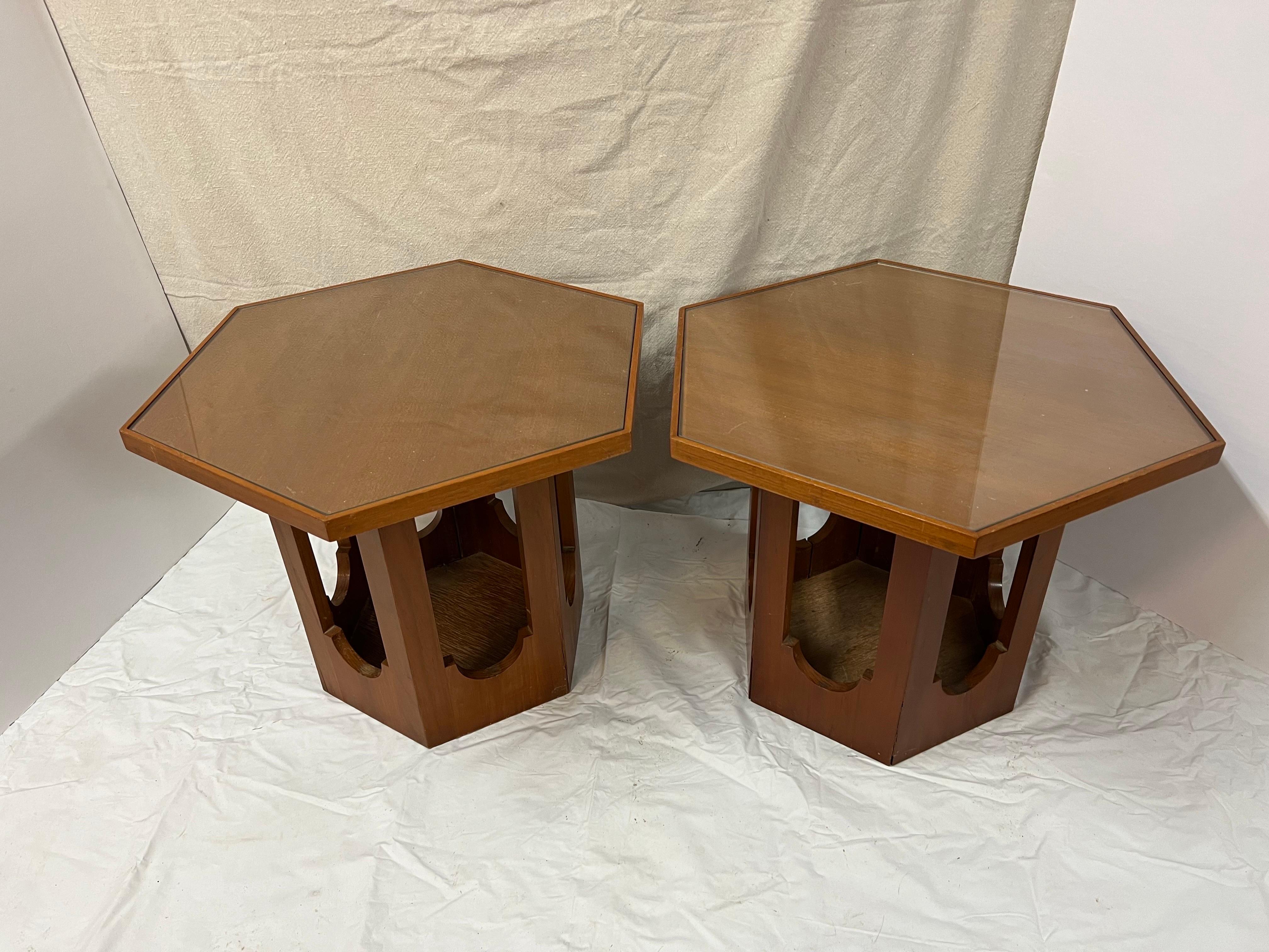 Glass Pair of Mid Century Tables by Harvey Probber