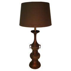 Pair of Mid Century Tall Japanese Bronze Patinated Table Lamps