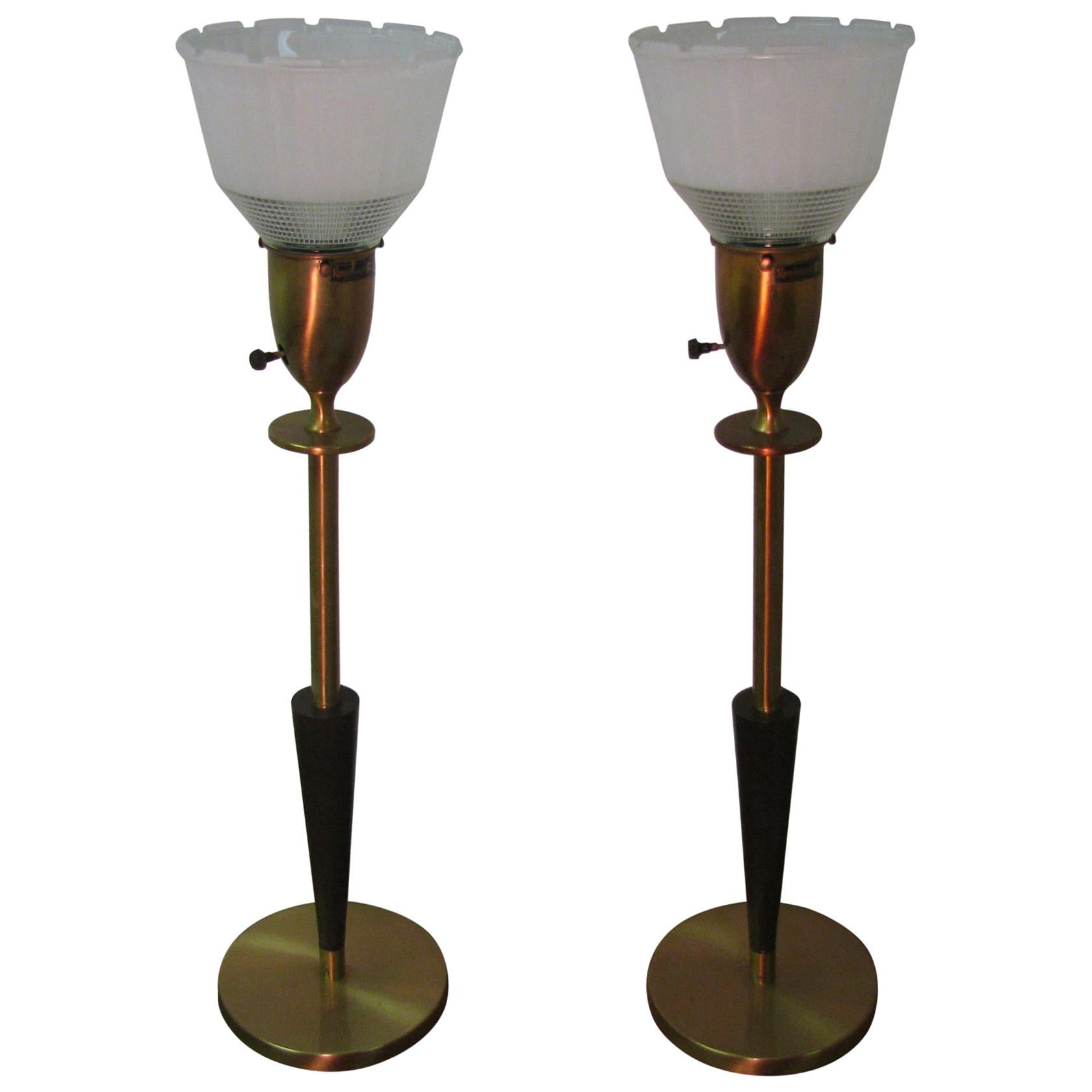 American Pair of Mid Century Tall Rembrandt Table Lamps For Sale