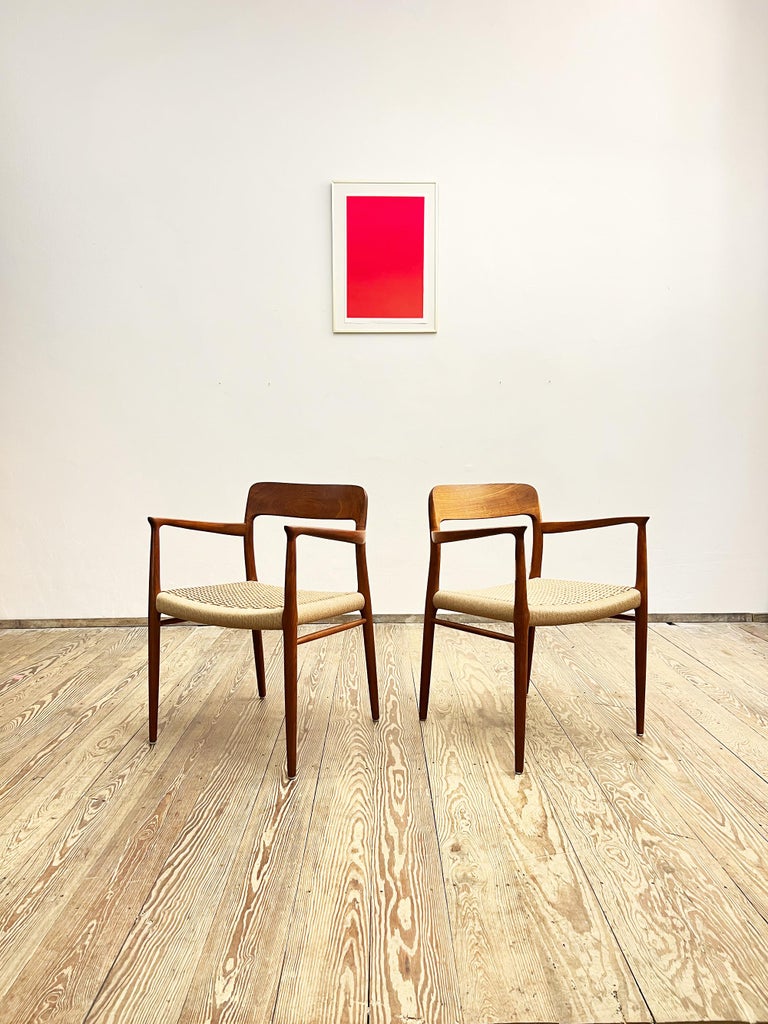 Mid-Century Modern Pair of Mid-Century Teak Dining Chairs #56 by Niels O. Møller for J. L. Moller