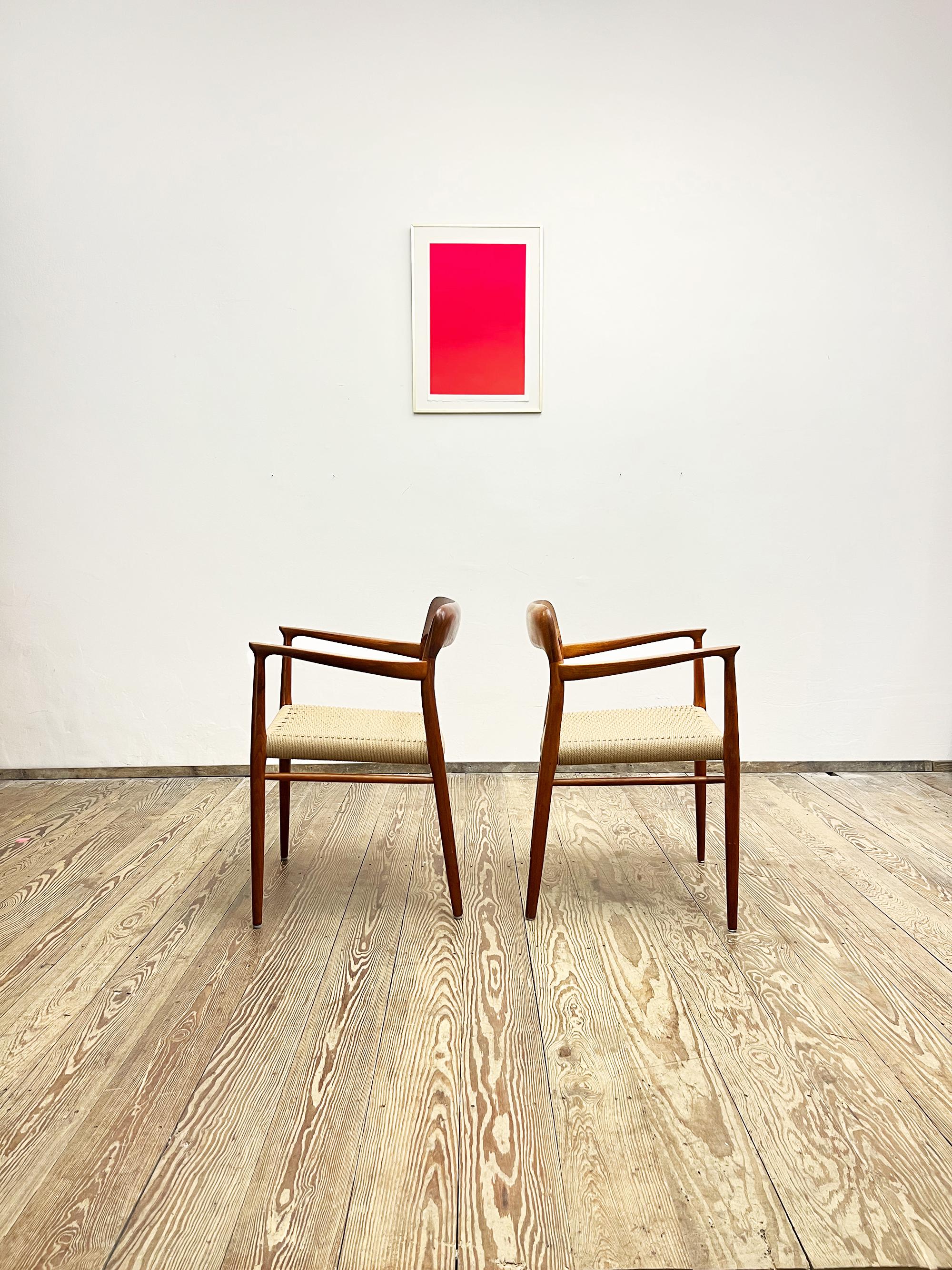 Danish Pair of Mid-Century Teak Dining Chairs #56 by Niels O. Møller for J. L. Moller