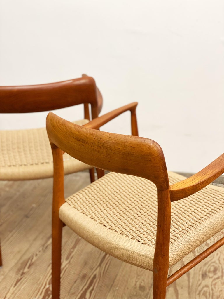 Mid-20th Century Pair of Mid-Century Teak Dining Chairs #56 by Niels O. Møller for J. L. Moller