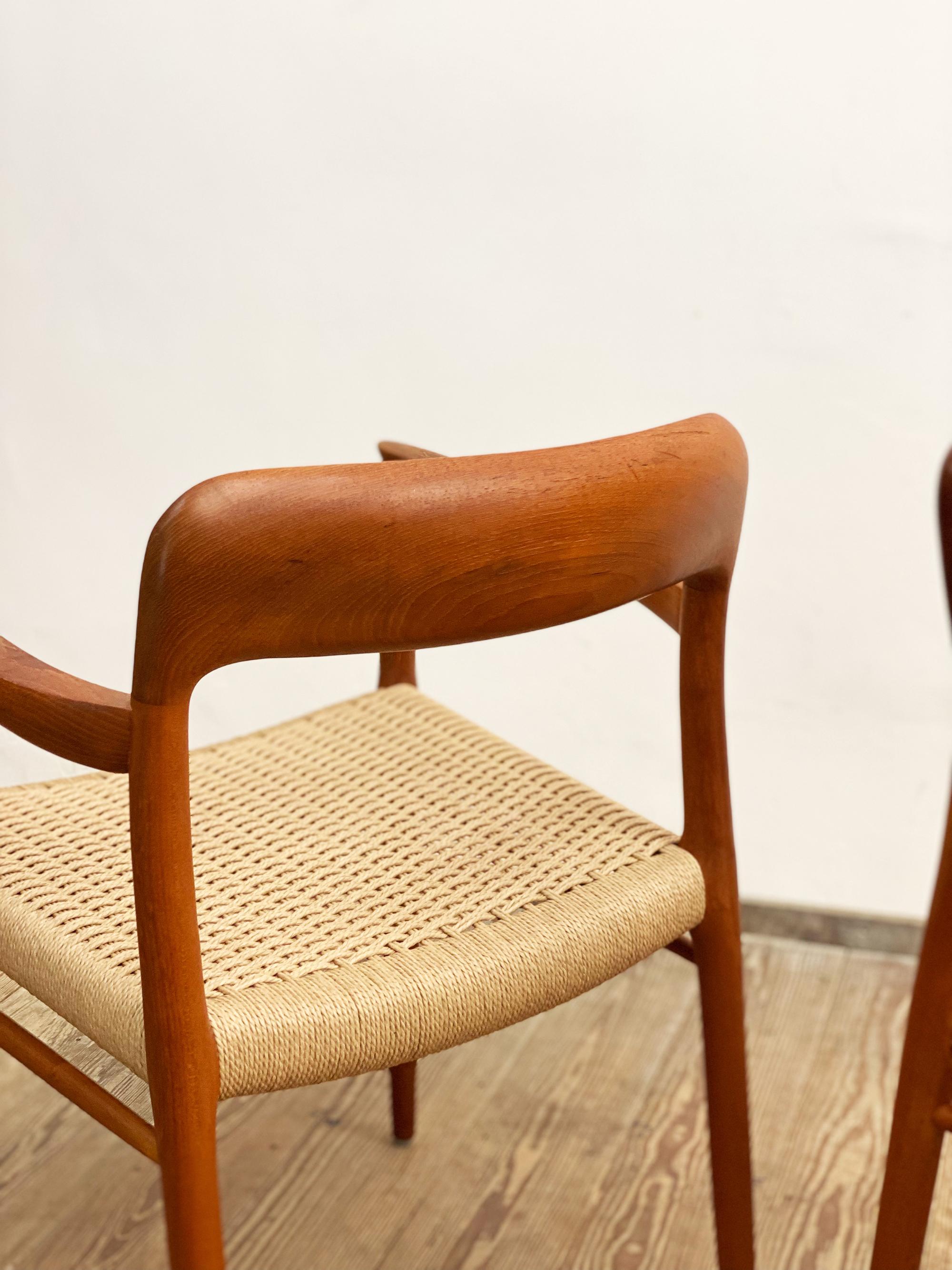 Danish Pair of Mid-Century Teak Dining Chairs #56 by Niels O. Møller for J. L. Moller For Sale