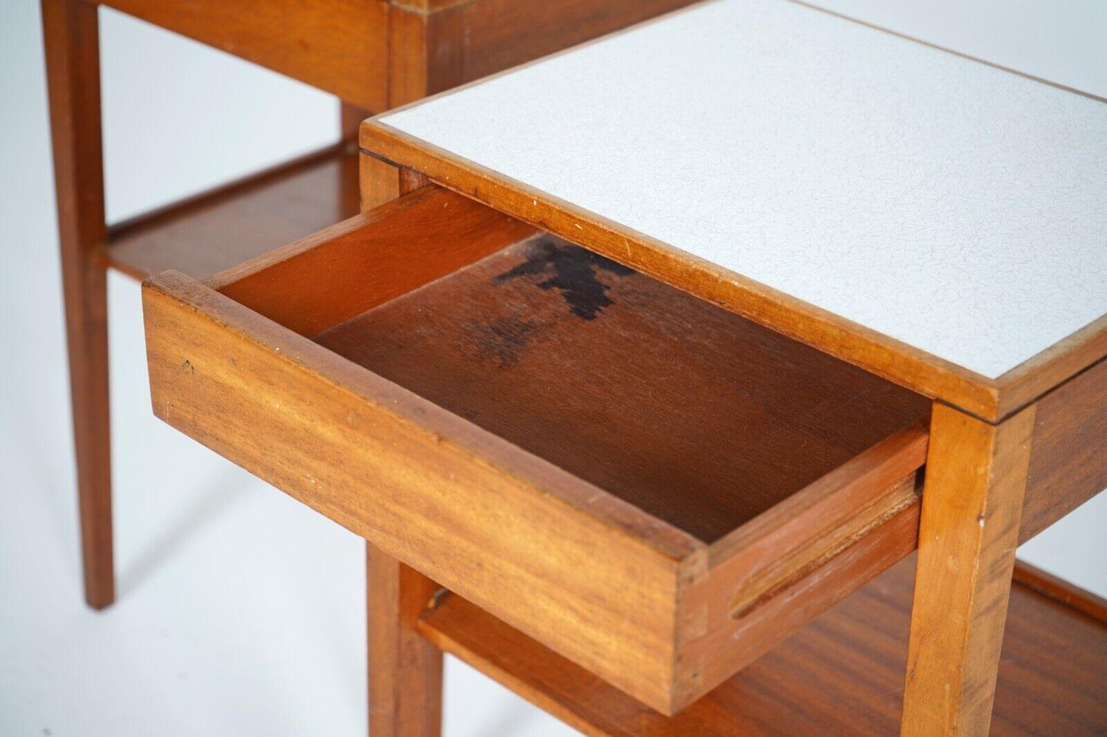 20th Century Pair of Midcentury Teak Remploy Bedside Tables