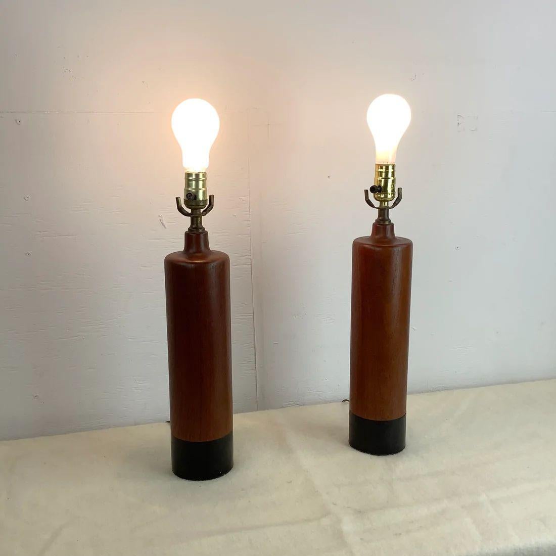 Other Pair of Midcentury Teak Table Lamps by ESA