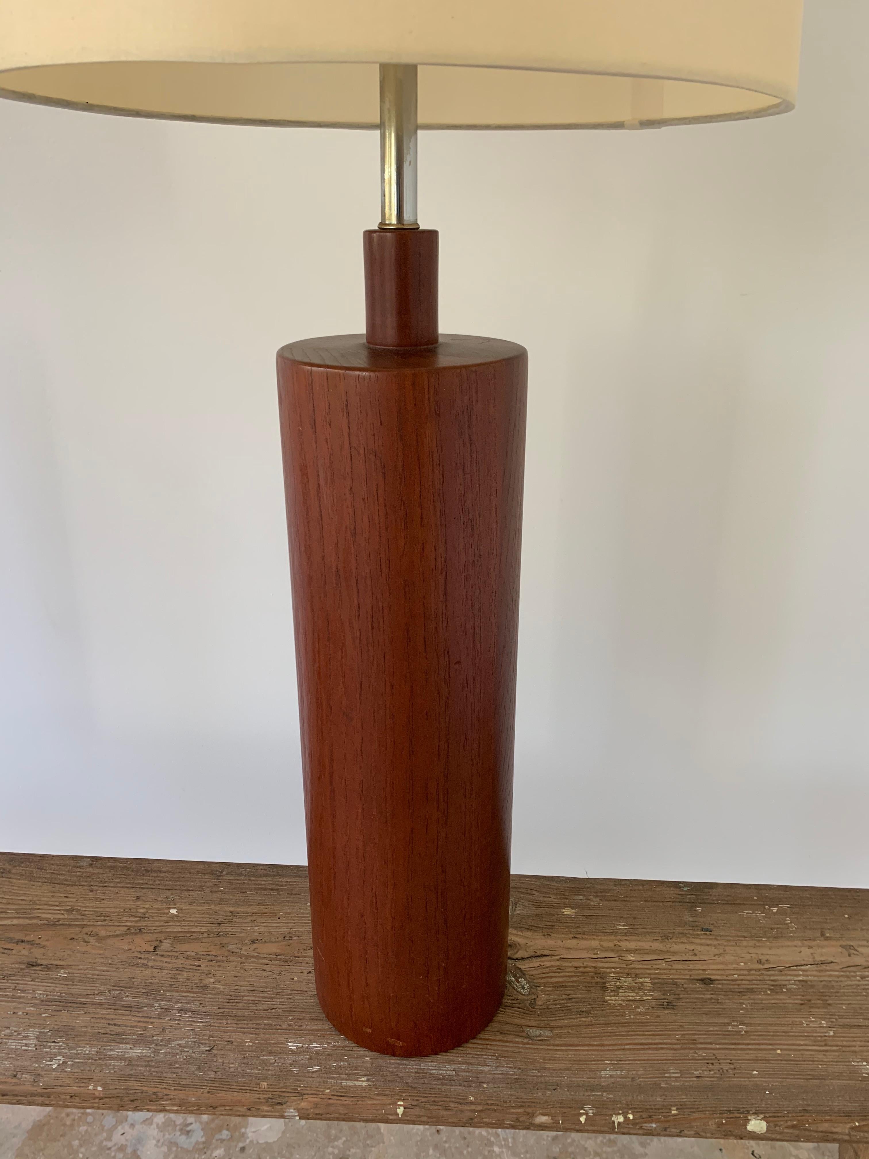 mid century teak table lamp
