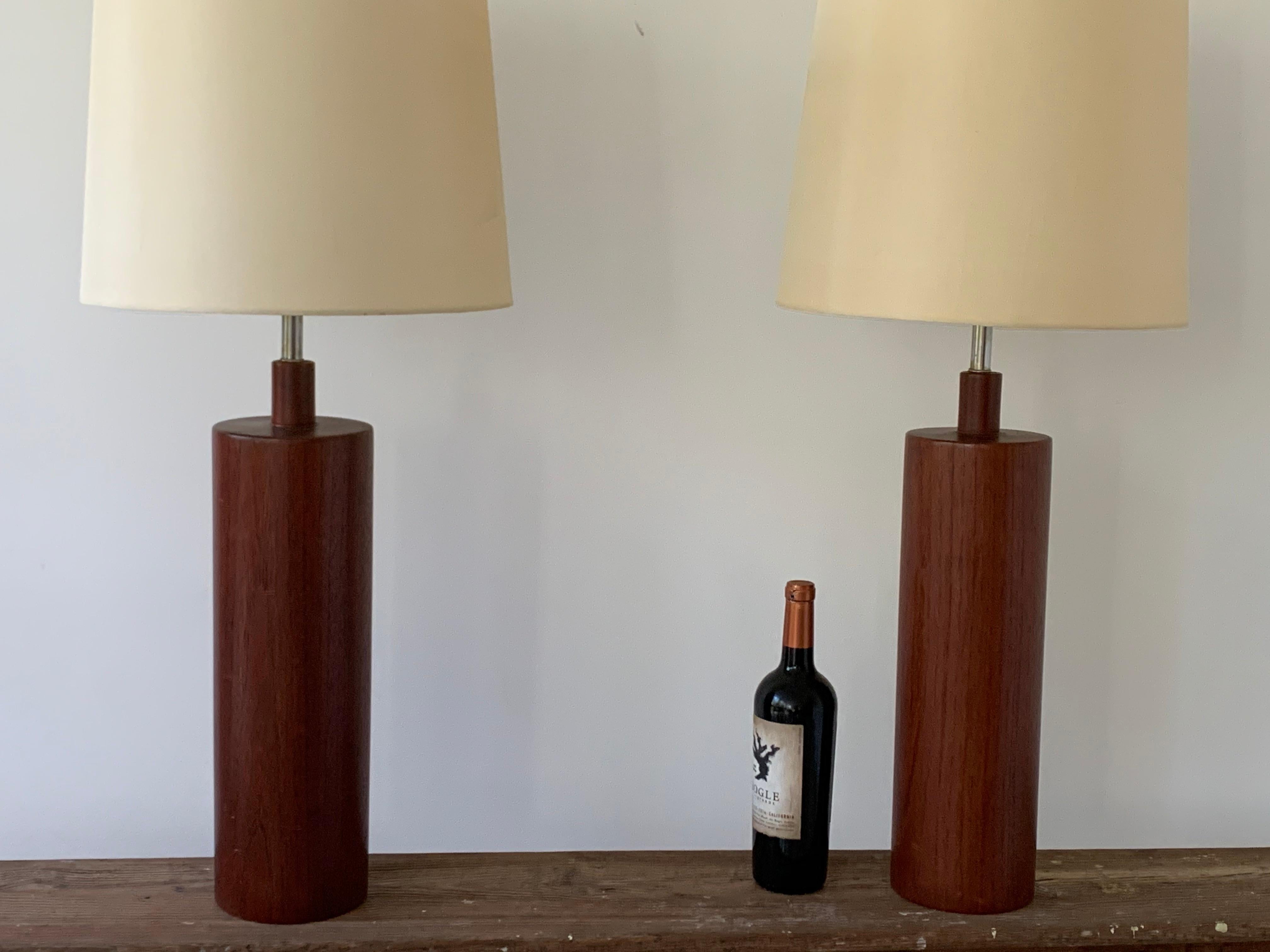 Danish Pair of Midcentury Teak Table Lamps For Sale