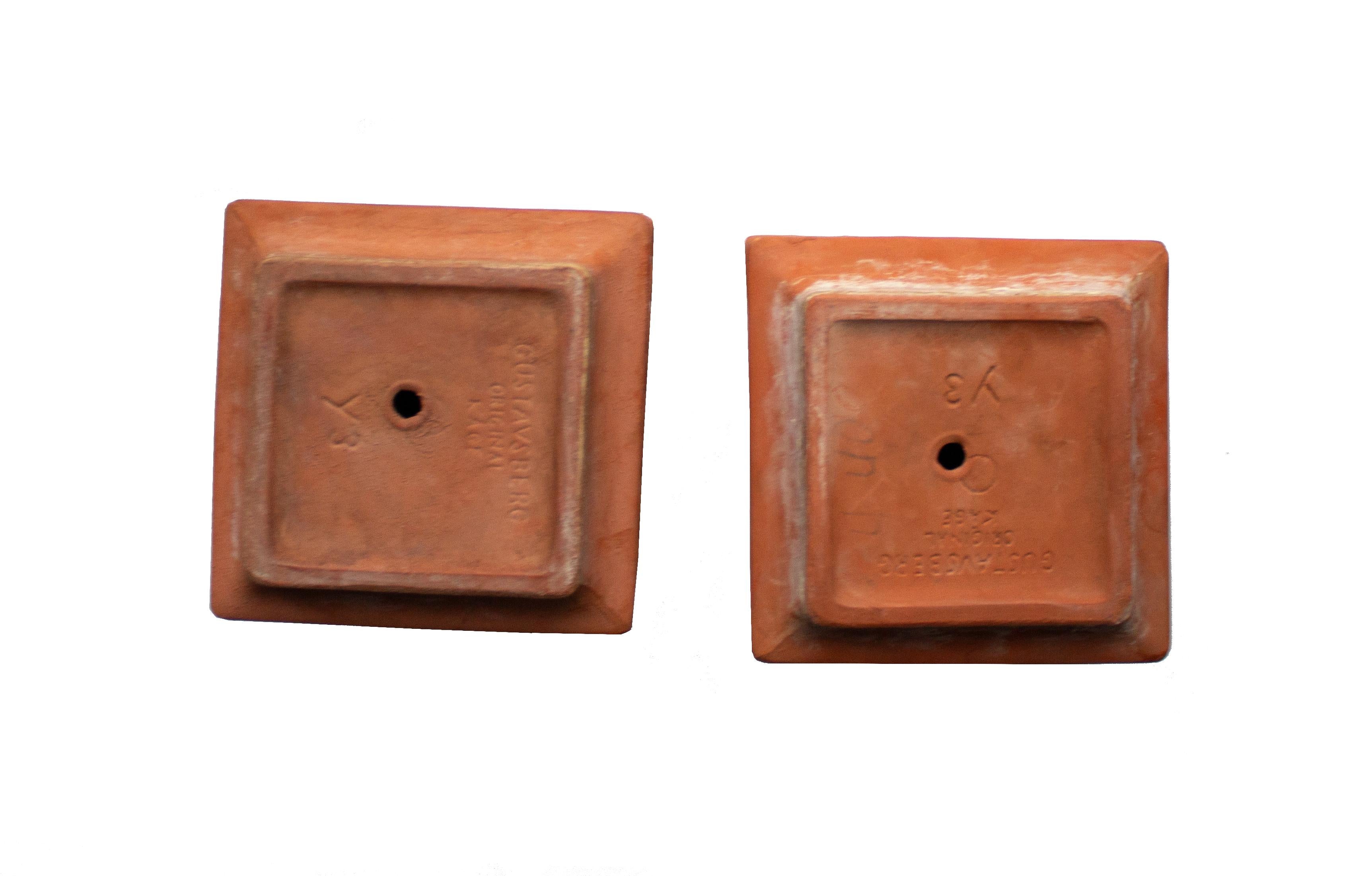 Swedish Pair of Mid-Century Terracotta Planters by Wilhelm Kåge for Gustavsberg For Sale