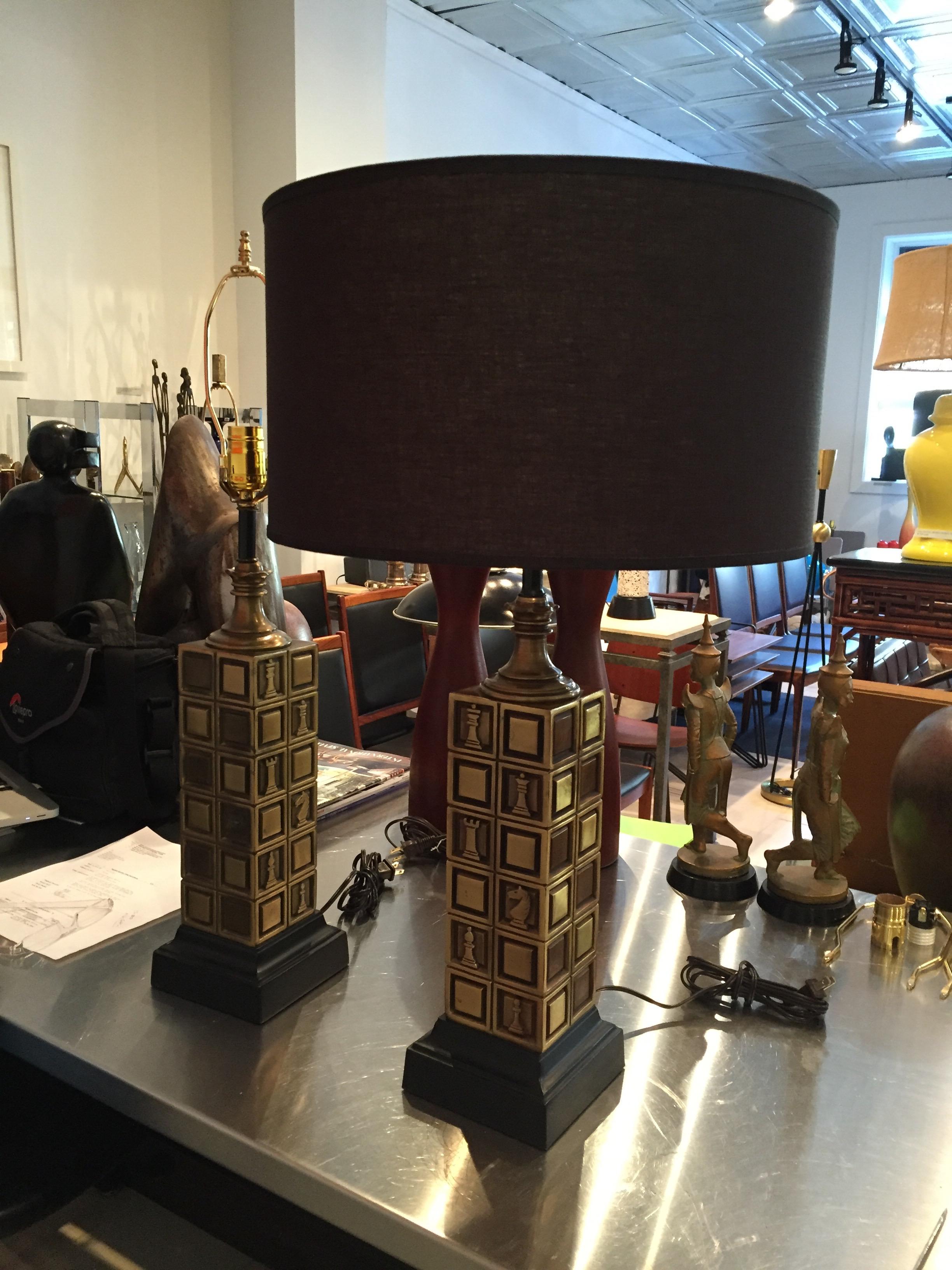 Mid-Century Modern Pair of Mid Century Brass Table Lamps by Laurel Lamp Company, 1960's For Sale