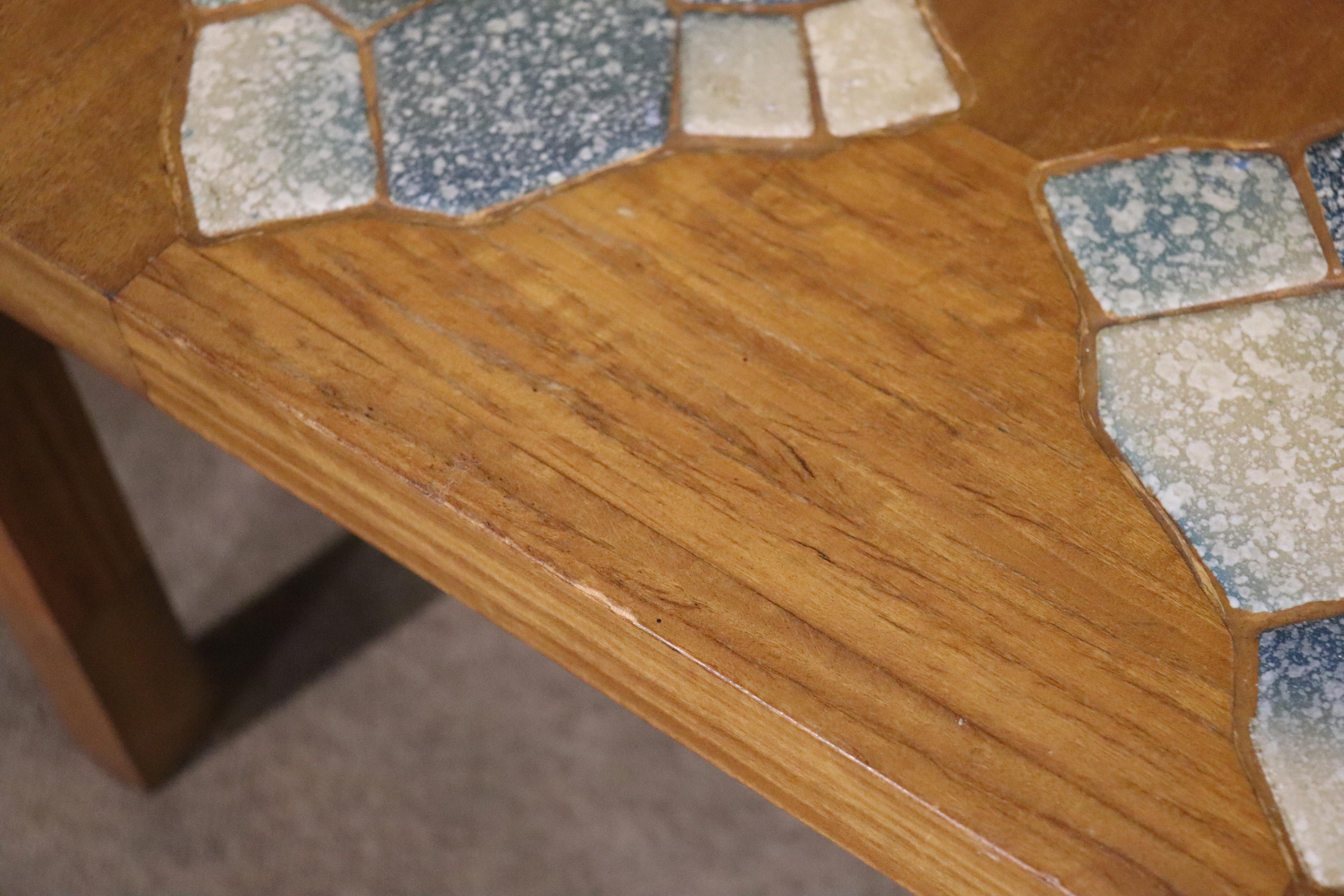 Pair of Mid-Century Tile Top Tables In Good Condition For Sale In Brooklyn, NY