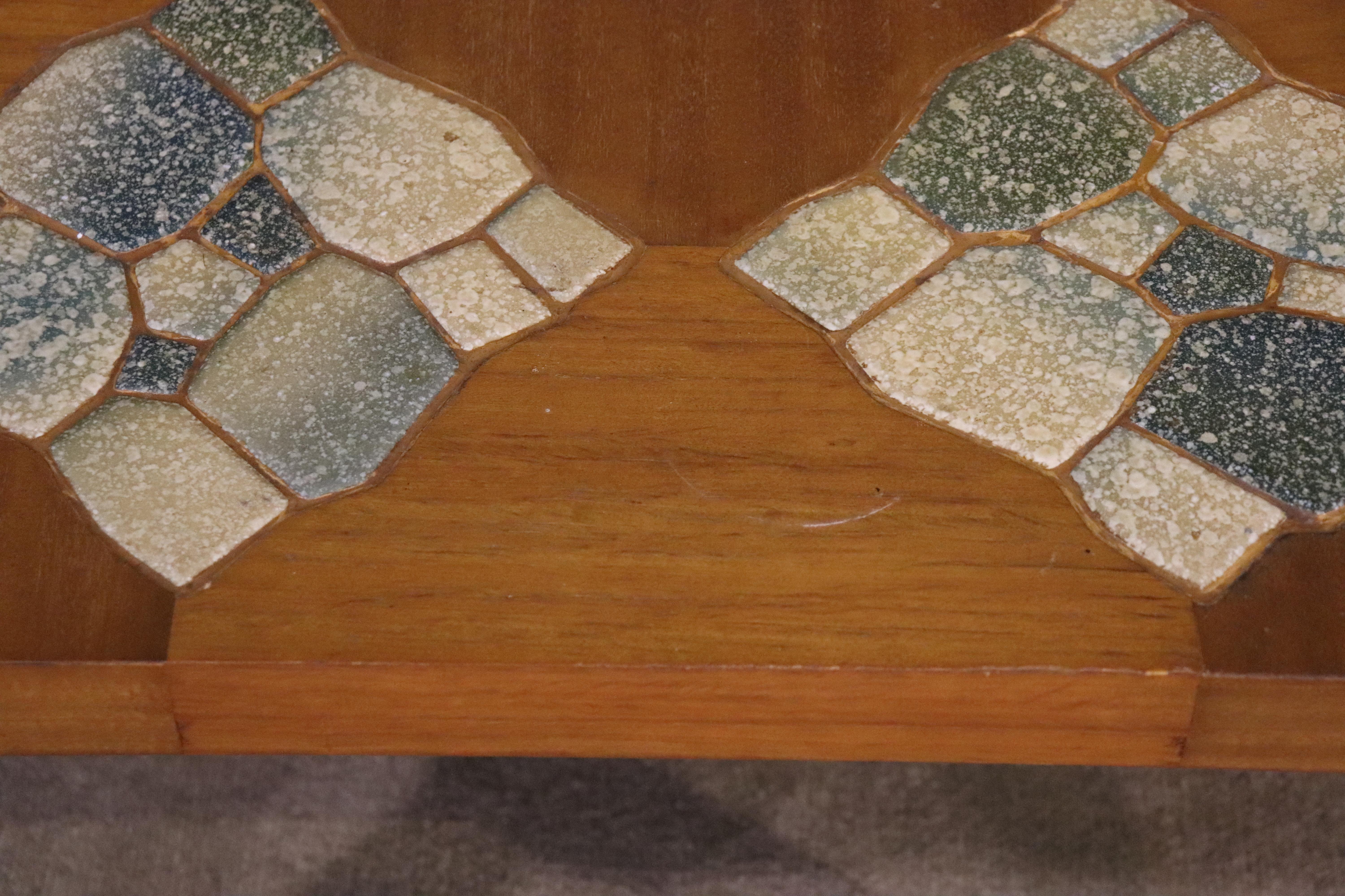Pair of Mid-Century Tile Top Tables For Sale 1