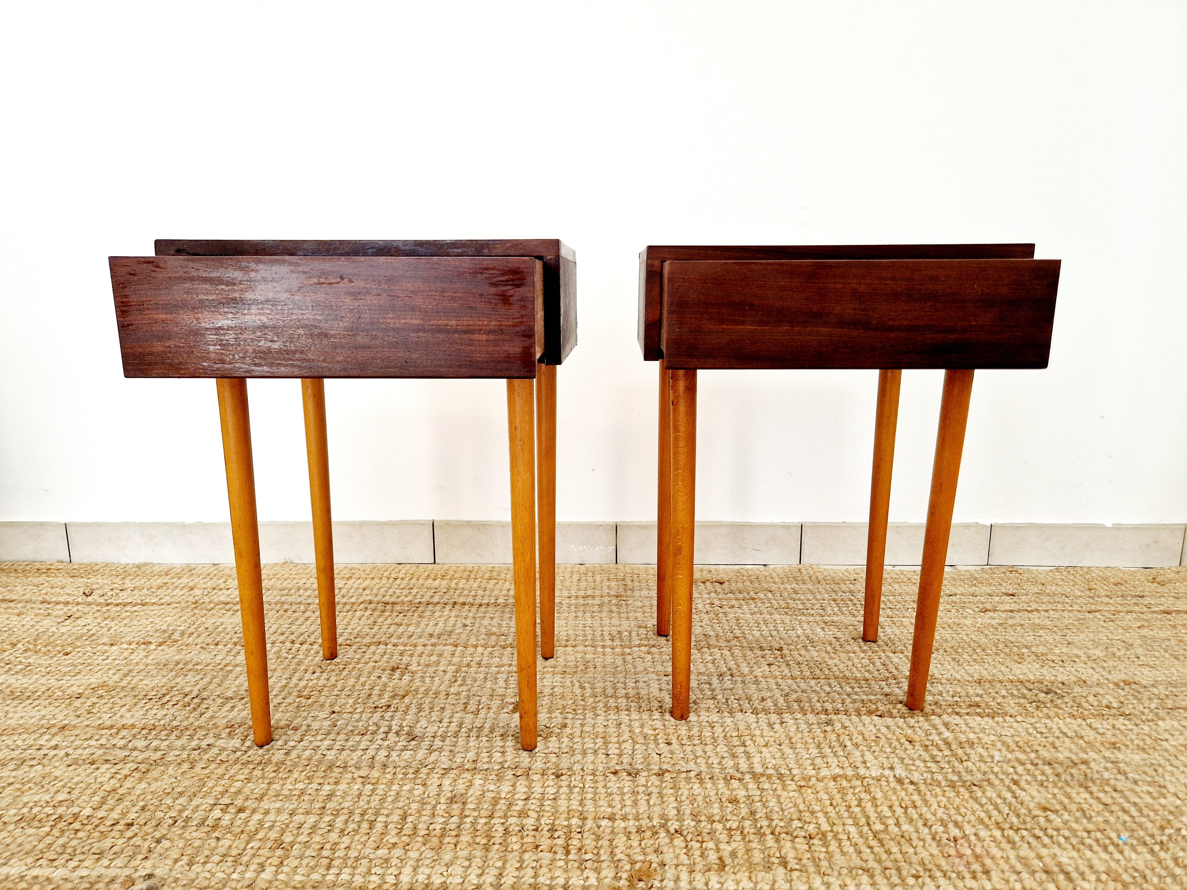 Teak Pair of mid Century Tola Bedside Cabinets For Sale