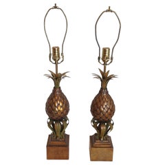 Retro Pair of Midcentury Tole Pineapple Lamps