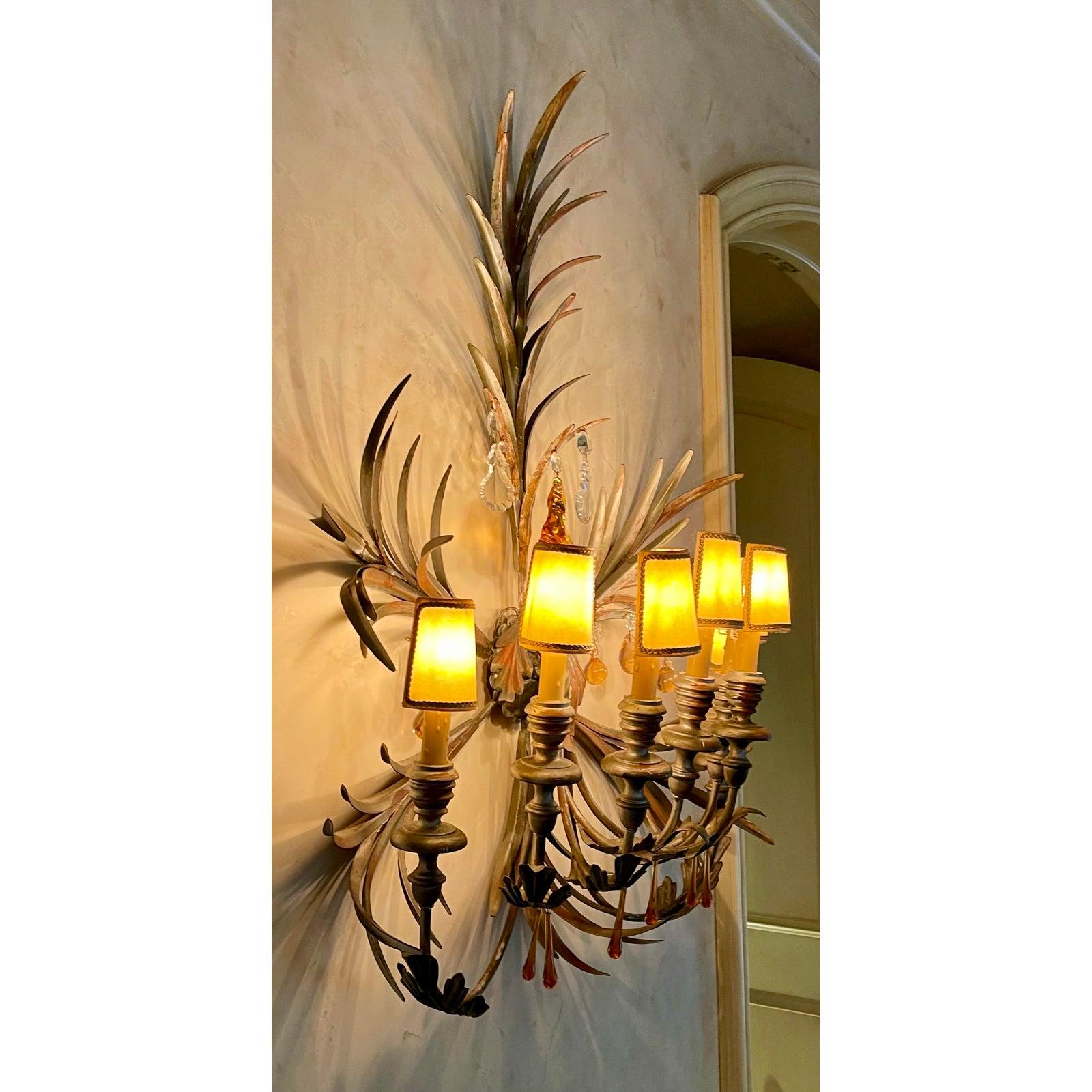 Pair of Mid-Century Tony Duquette Venetian Light Sconce, Mid-20th Century In Good Condition For Sale In LOS ANGELES, CA