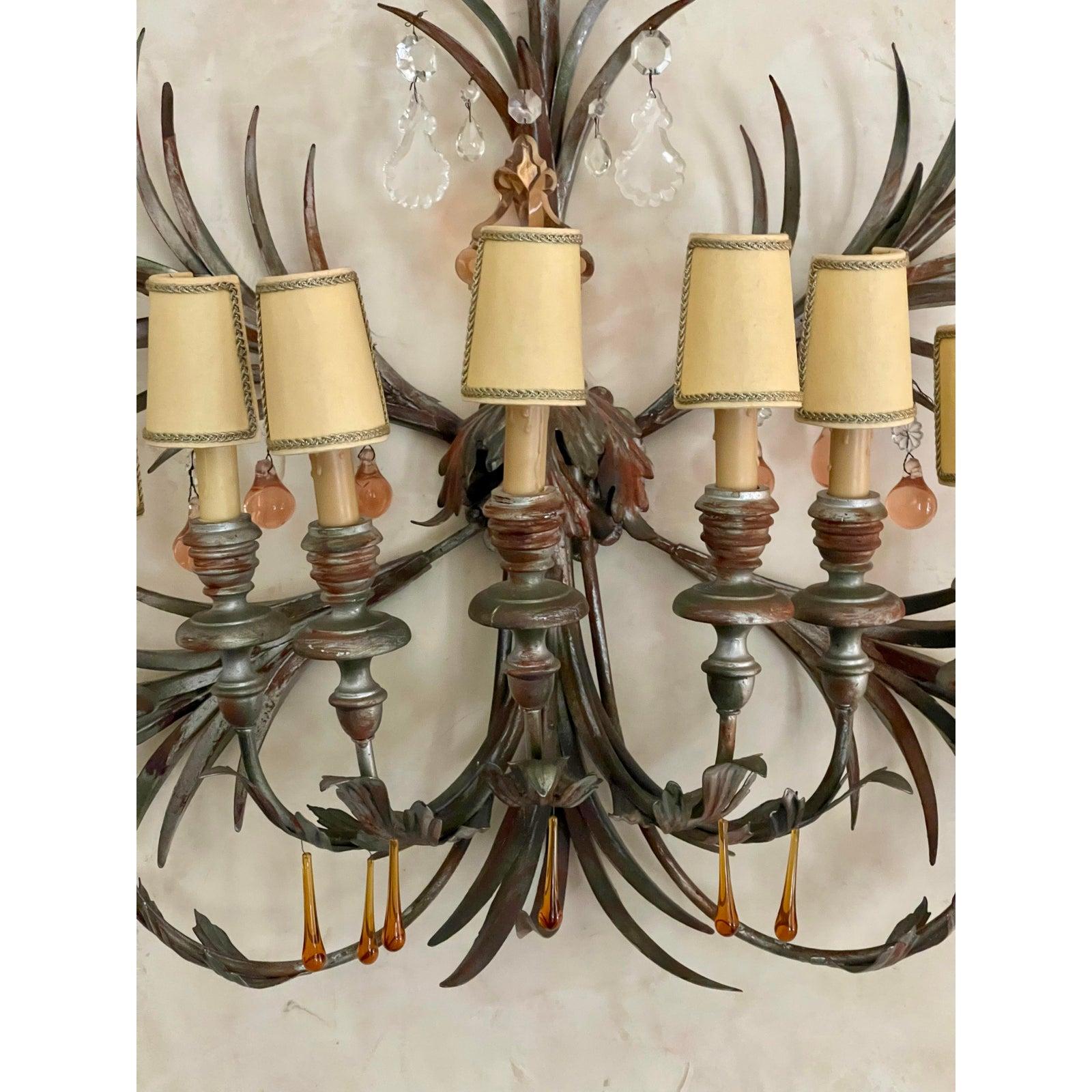 Paire d'appliques d'éclairage vénitiennes Tony Duquette, milieu du 20ème siècle en vente 1