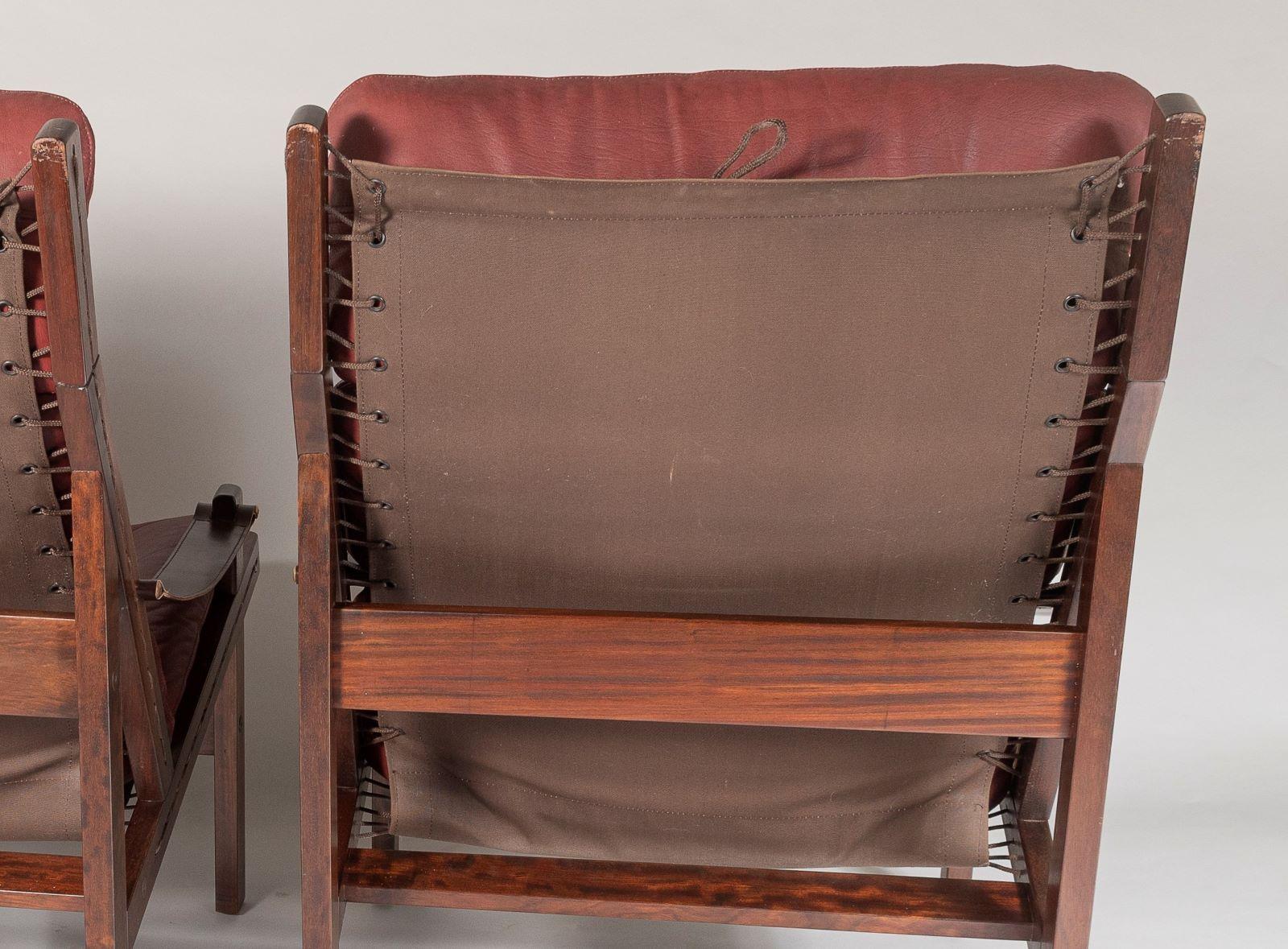 Paire de chaises longues en cuir à dossier haut Torbjørn Afdal du milieu du siècle dernier en vente 9