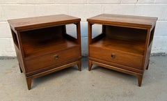 Pair of Mid-Century "Transit" Series Walnut Nightstands by Bassett