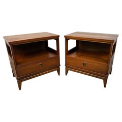 Pair of Mid-Century "Transit" Series Walnut Nightstands by Bassett