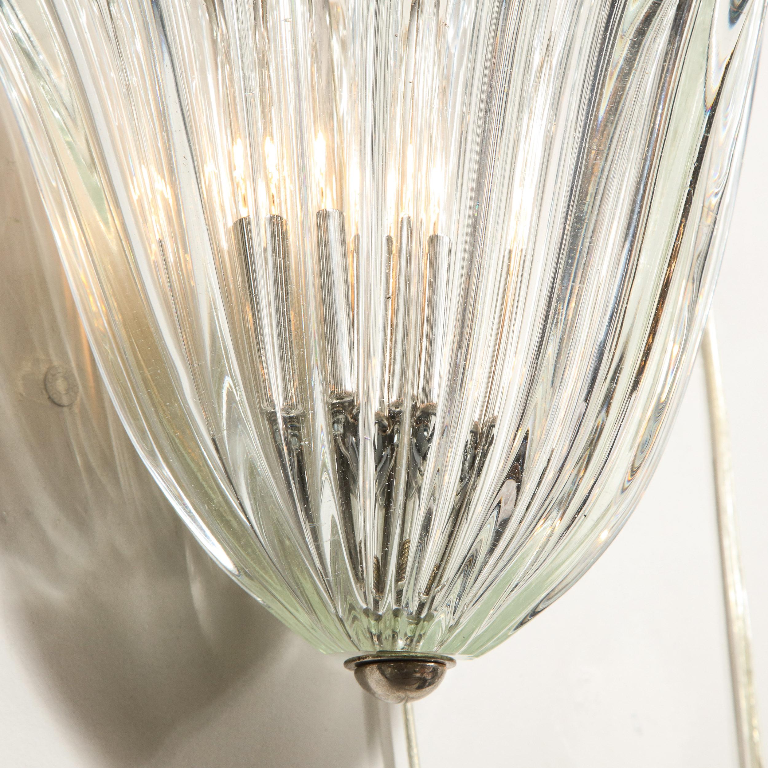 Mid-20th Century Pair of Mid Century Translucent Stylized Anemone Sconces by Barovier e Toso