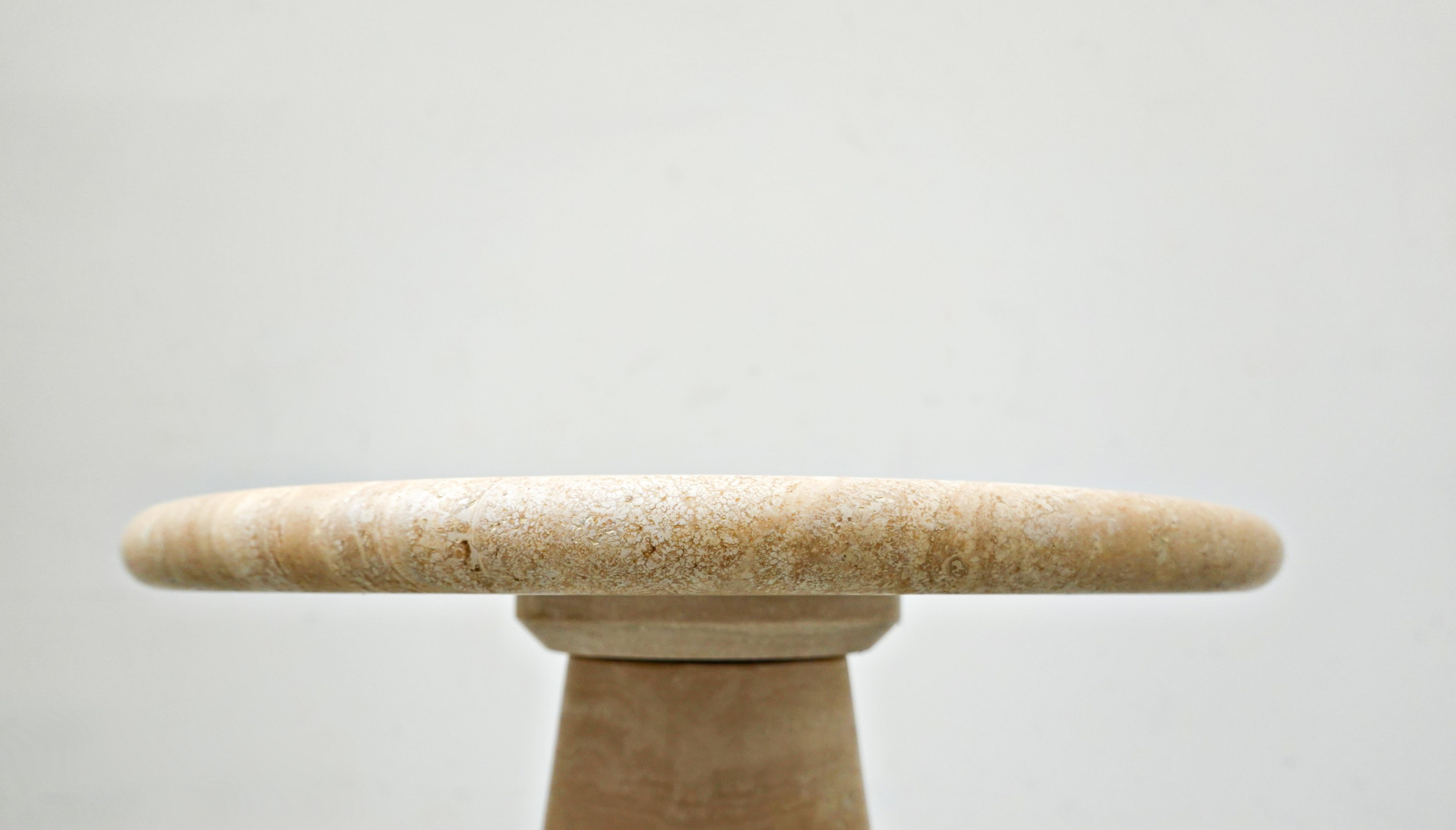 Pair of  Contemporary Italian Travertine Side Tables 1