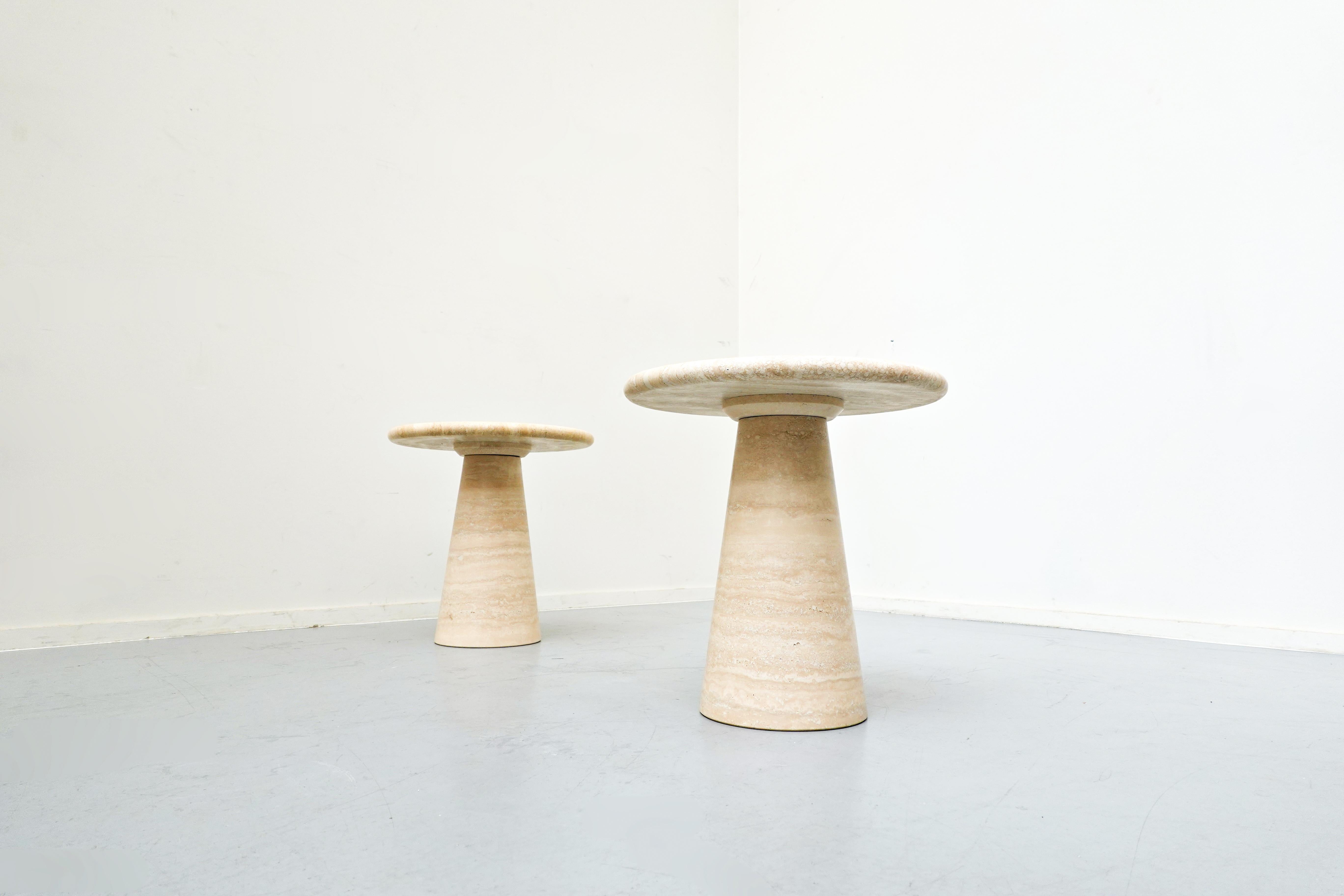 Pair of  Contemporary Italian Travertine Side Tables 3