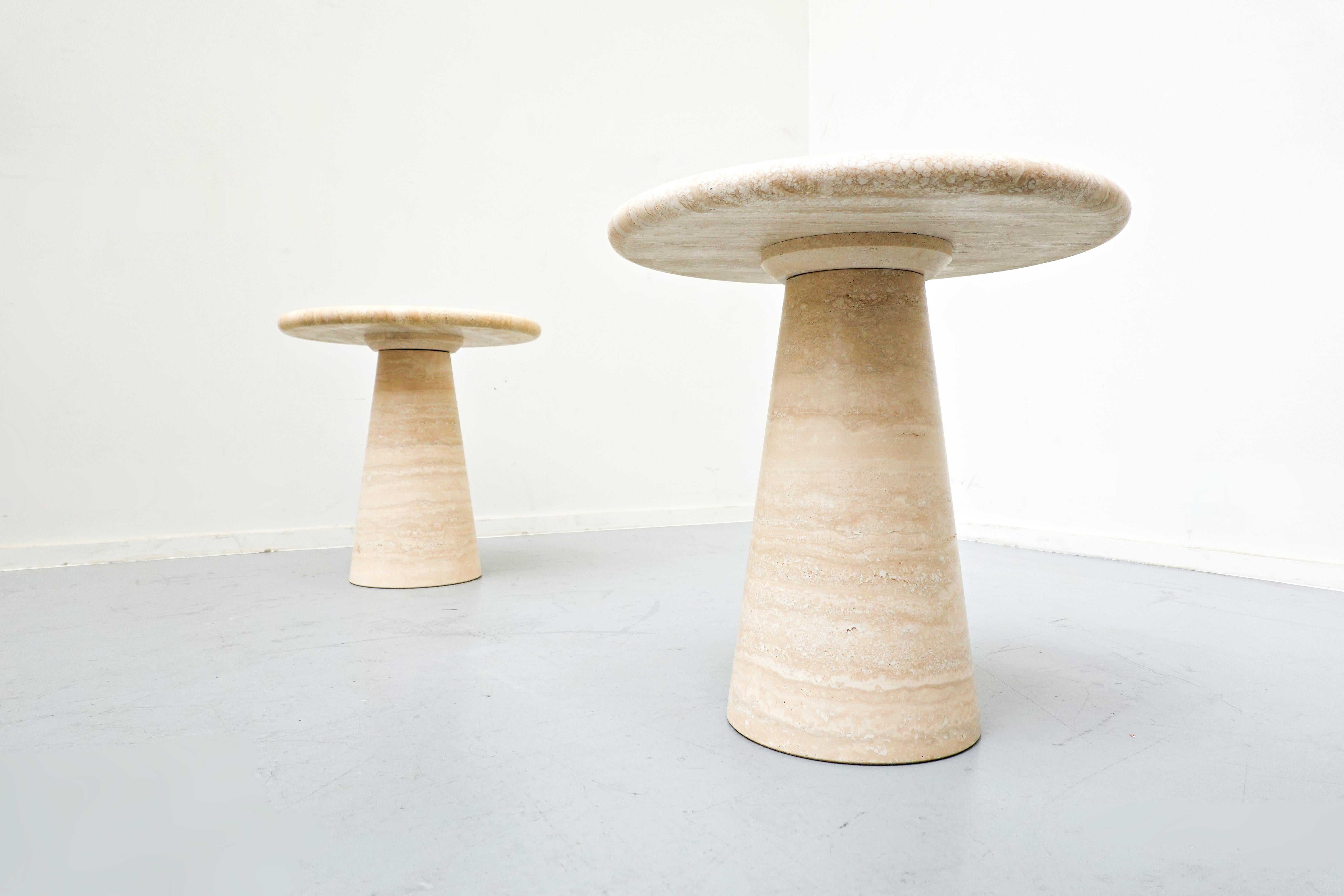 Pair of  Contemporary Italian Travertine Side Tables 4