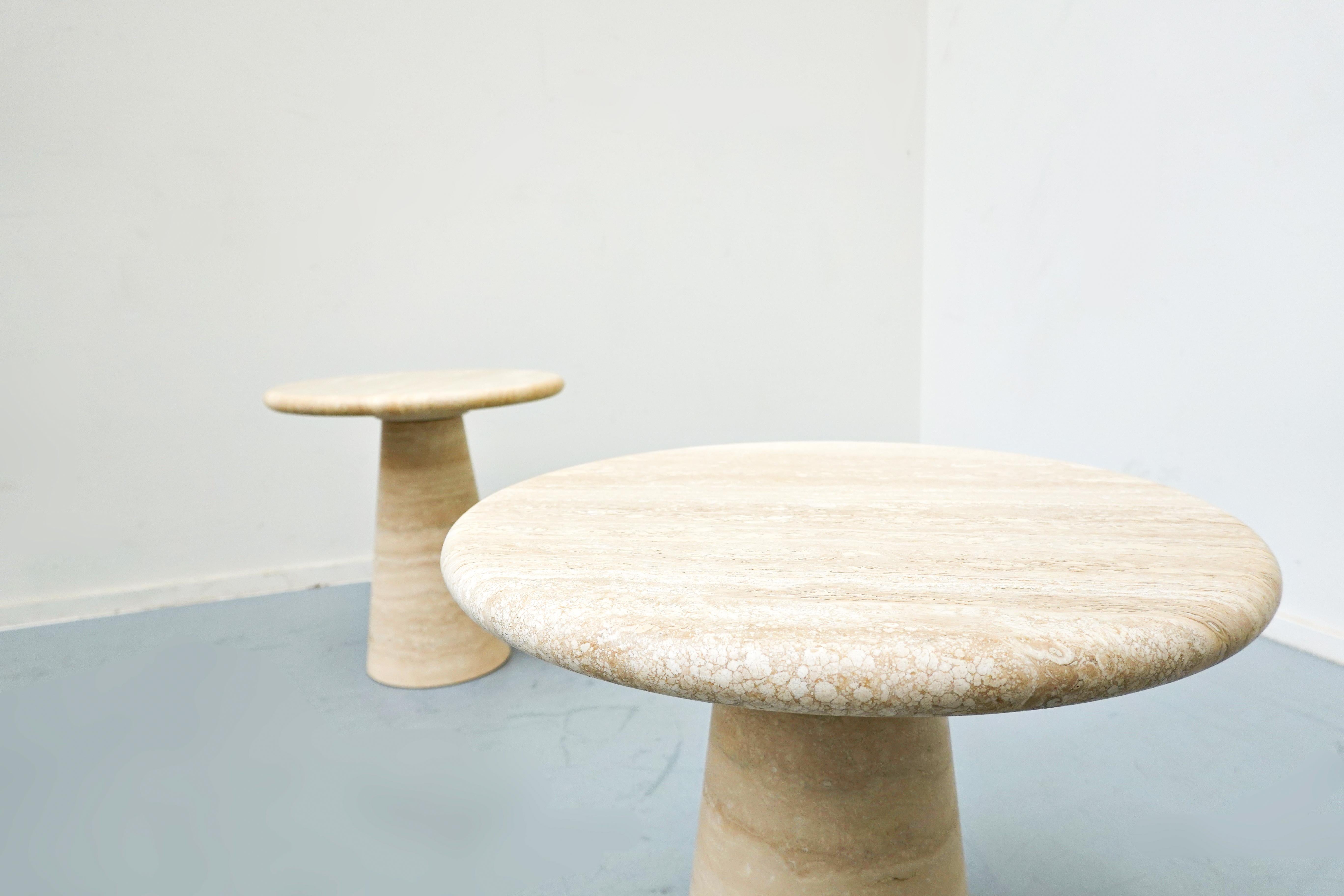 Pair of  Contemporary Italian Travertine Side Tables 5