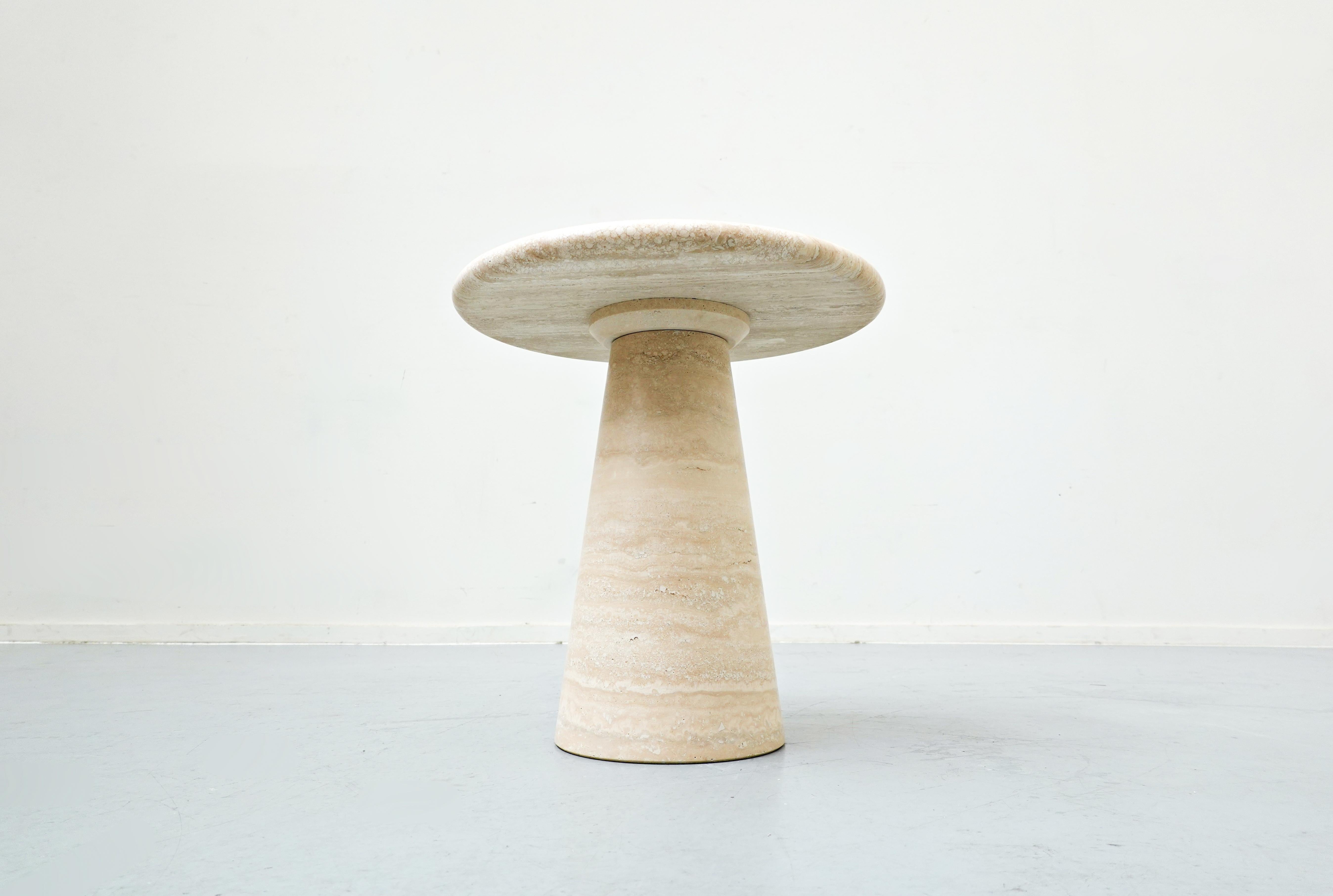 Pair of  Contemporary Italian Travertine Side Tables 6