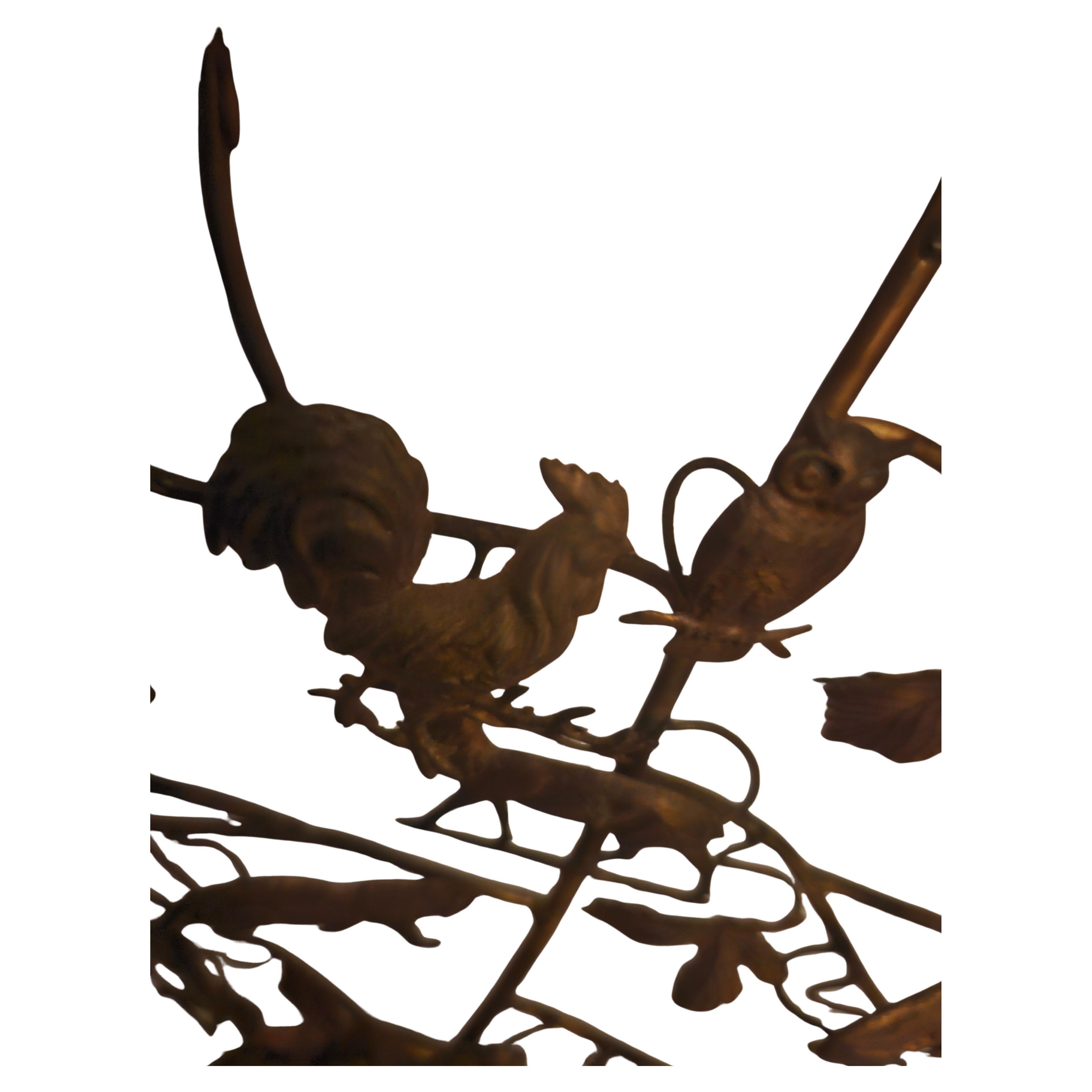 Americano Coppia di candelabri in ottone dell'Albero della Vita della metà del secolo scorso con cigno, ippopotamo, leone e alligatore in vendita