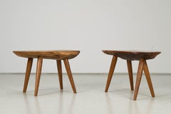 Pair of Mid-Century Tree Trunk Side Tables from Walnut, 1950s