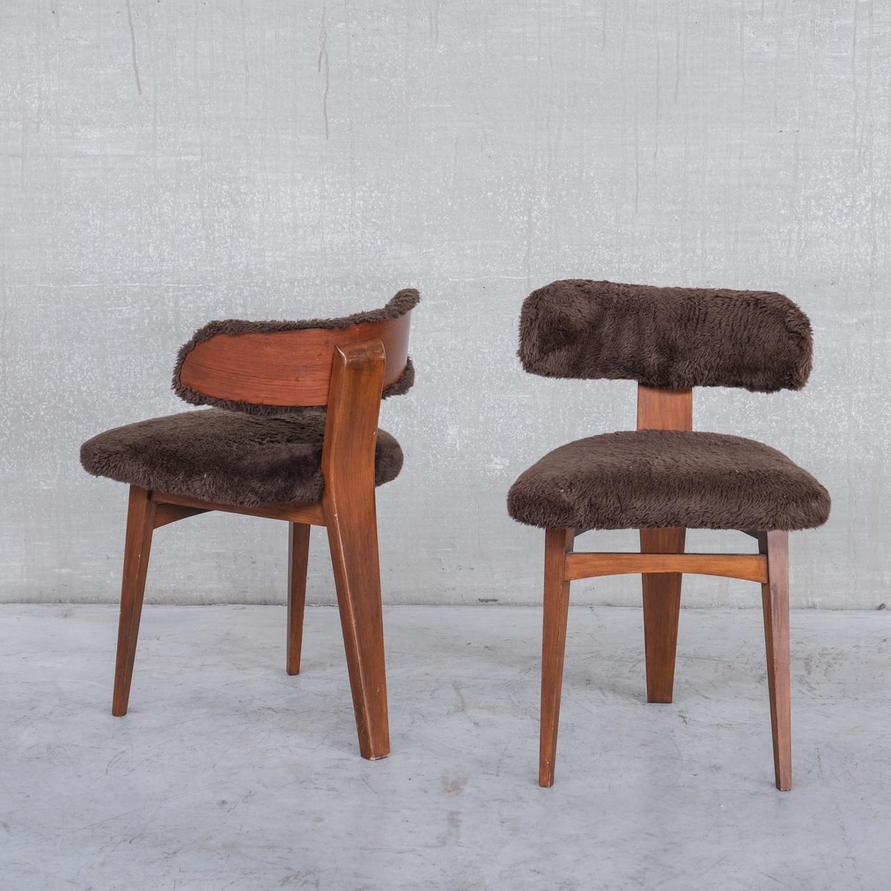 Leather Pair of Mid-Century Tripod Occasional Chairs