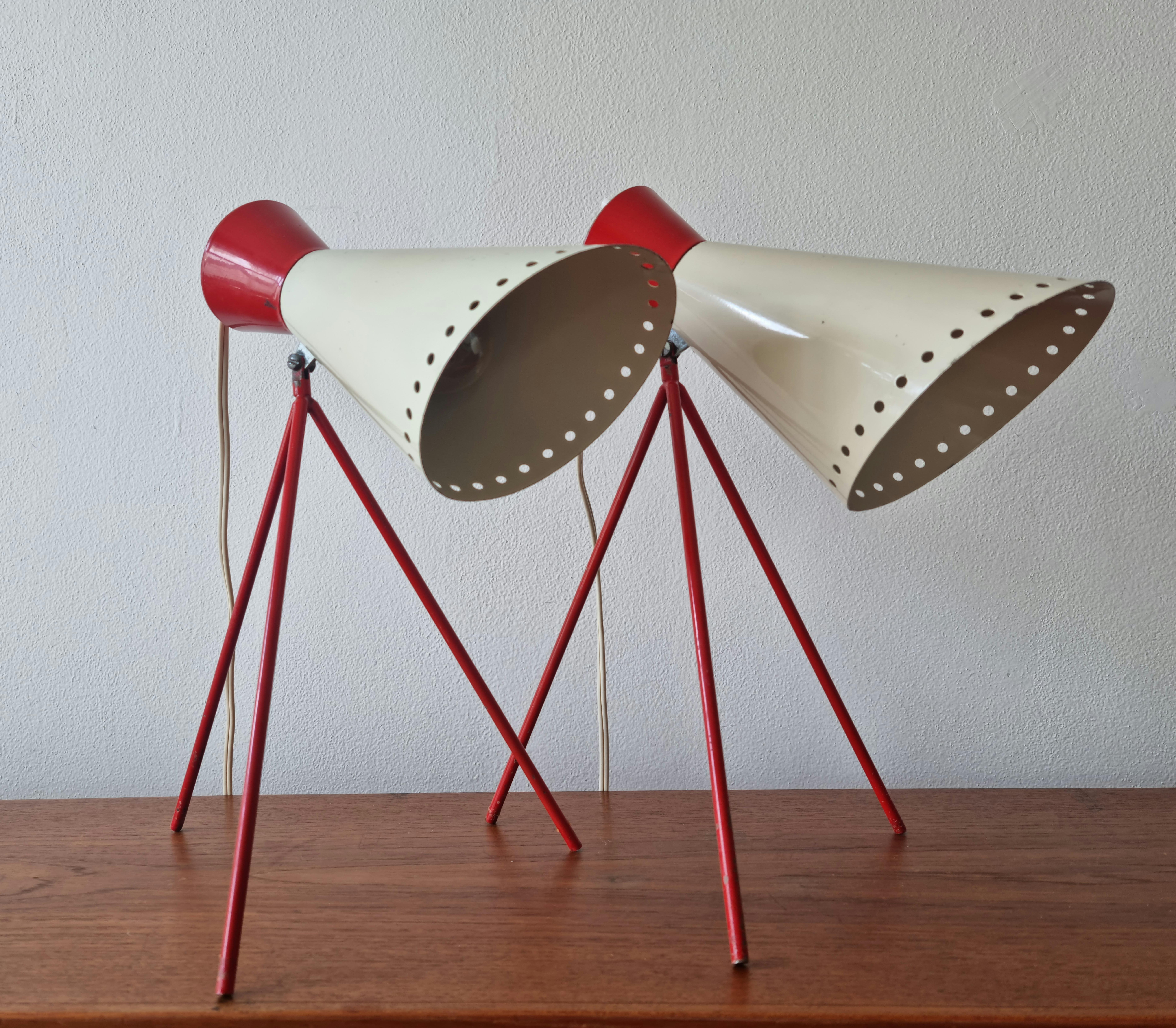 Pair of Mid Century Tripod Table Lamps Napako, Josef Hurka, 1960s In Good Condition For Sale In Praha, CZ