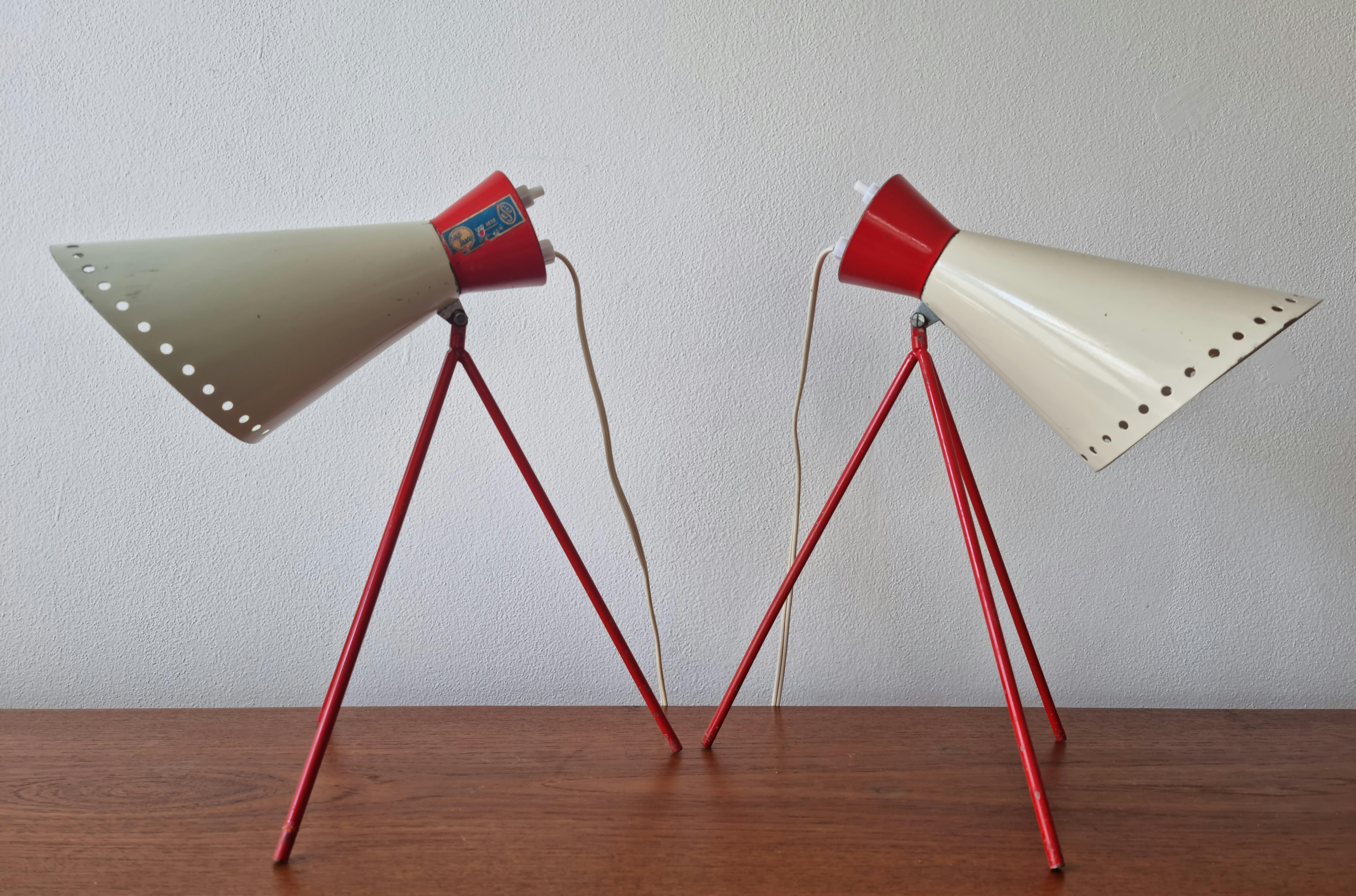 Mid-20th Century Pair of Mid Century Tripod Table Lamps Napako, Josef Hurka, 1960s For Sale