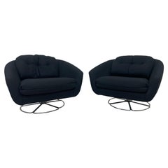 Pair Of Mid Century Tub Chairs With A Swivel Chrome Base By Selig Circa 1970